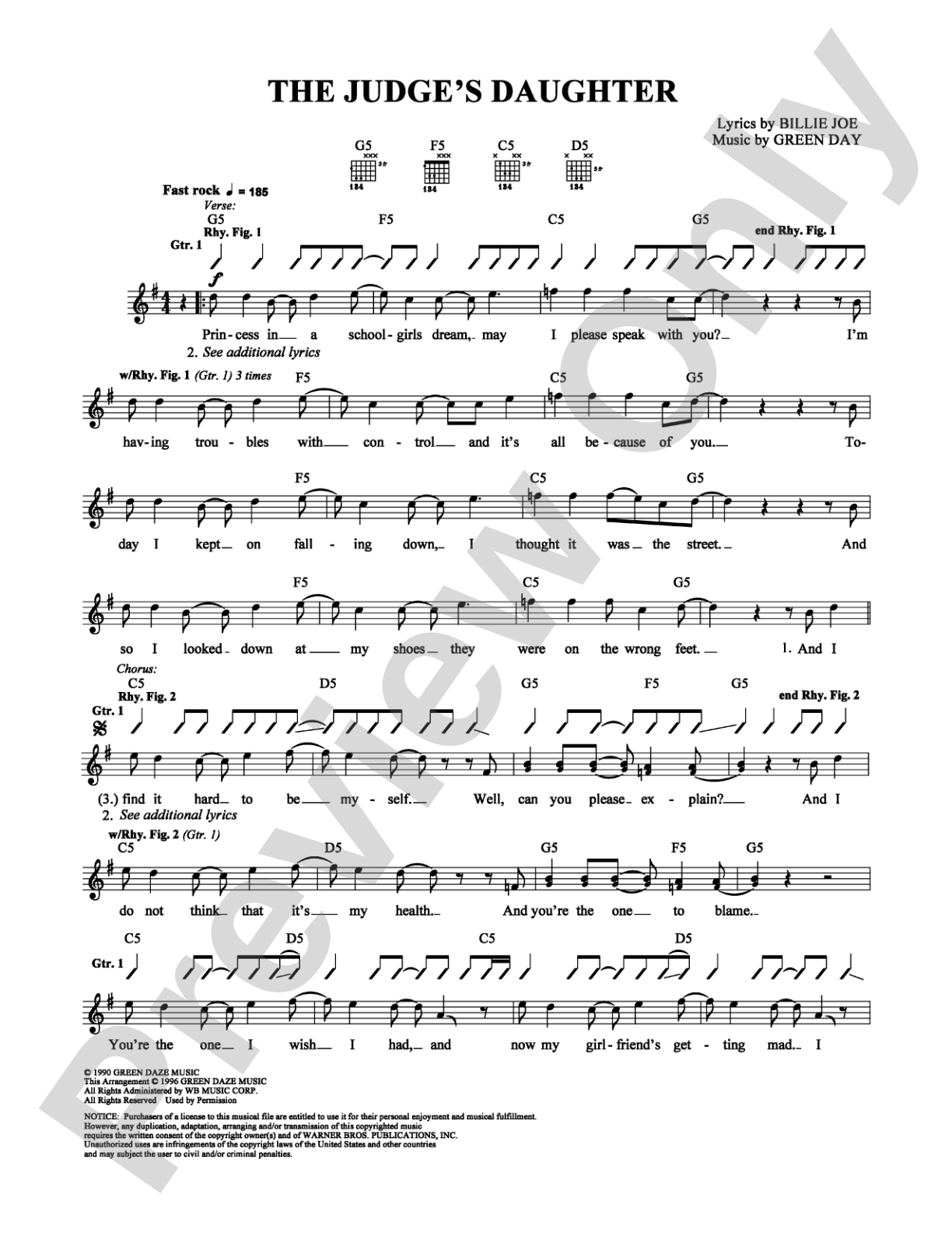 The Judge's Daughter: Guitar TAB Digital Sheet Music