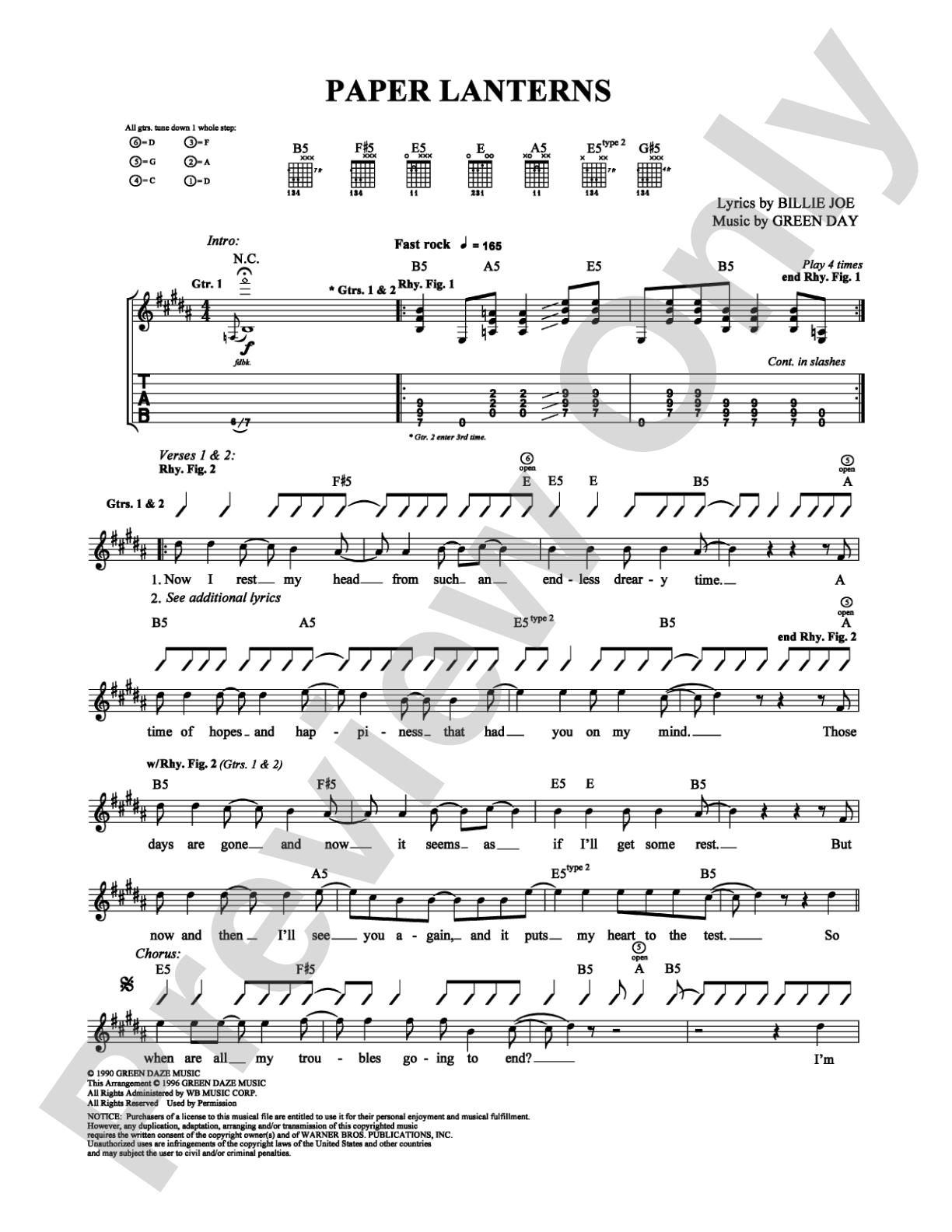 Paper Lanterns: Guitar TAB Digital Sheet Music