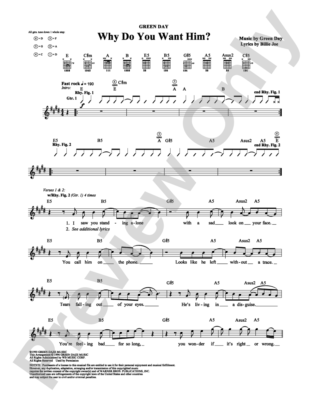 Why Do You Want Him?: Guitar TAB Digital Sheet Music