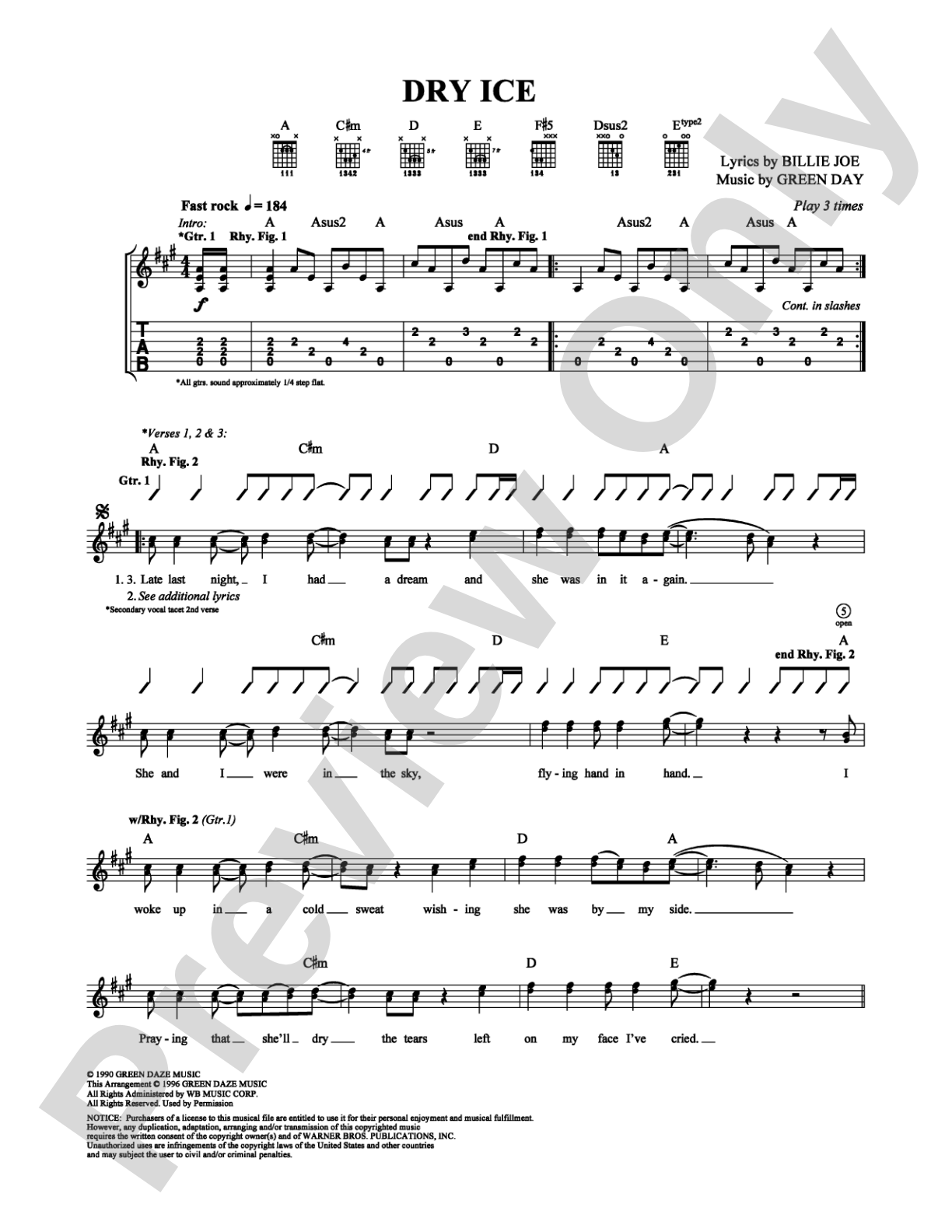 Dry Ice: Guitar TAB Digital Sheet Music
