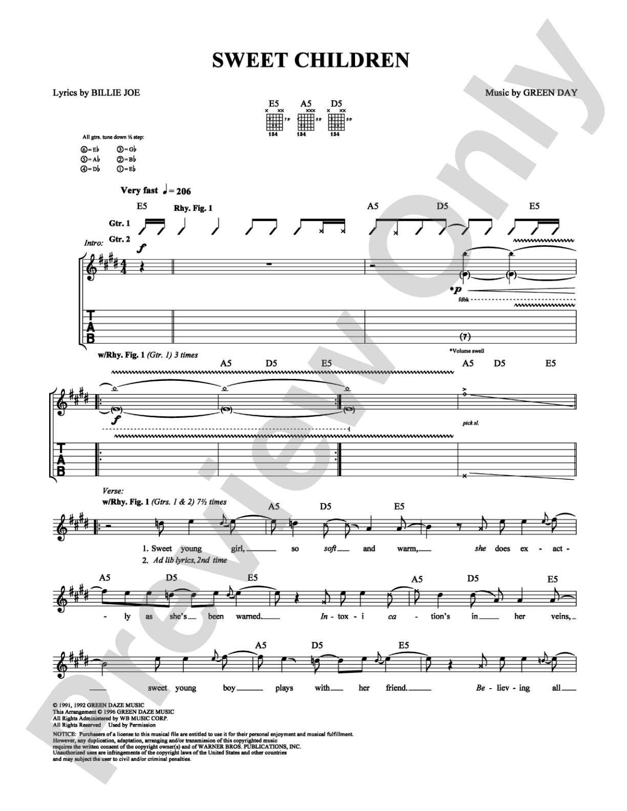 Sweet Children: Guitar TAB Digital Sheet Music