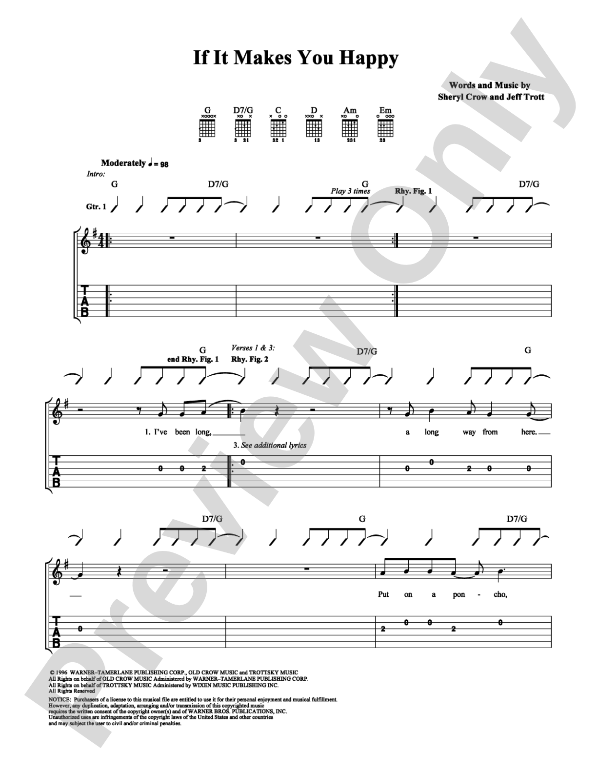 If It Makes You Happy: Easy Guitar Digital Sheet Music