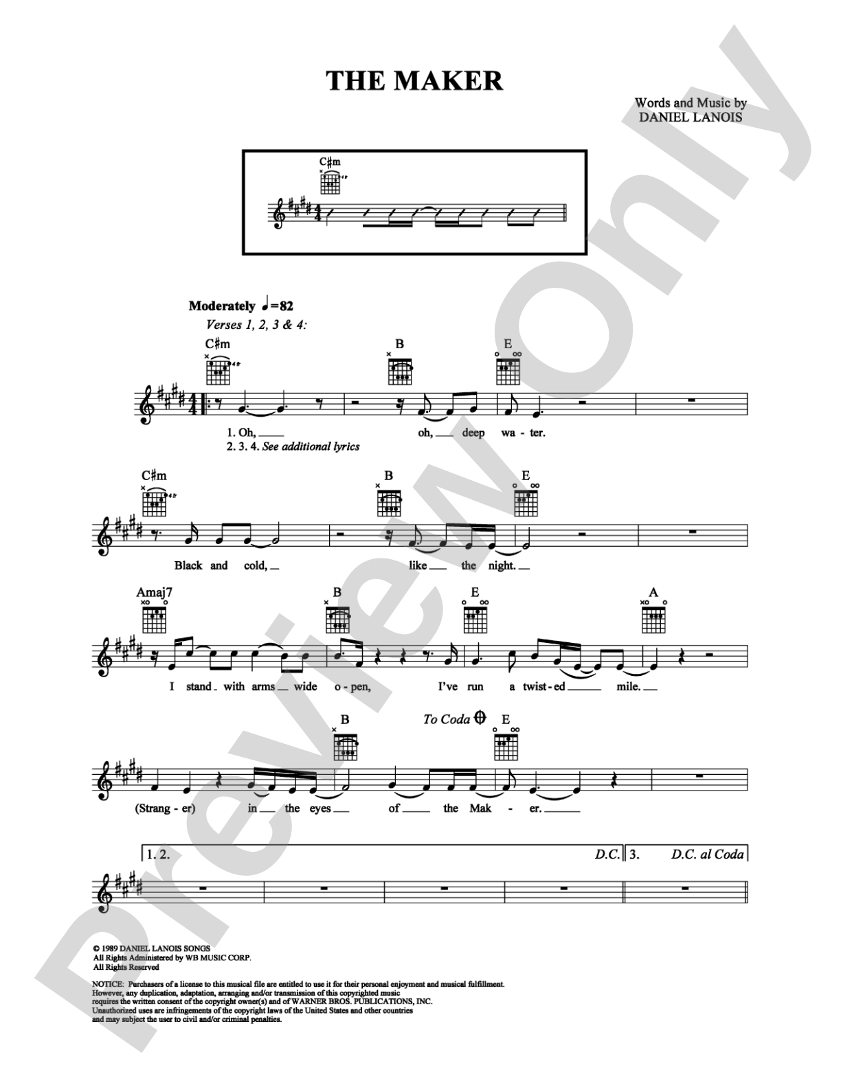 The Maker: Easy Guitar Digital Sheet Music