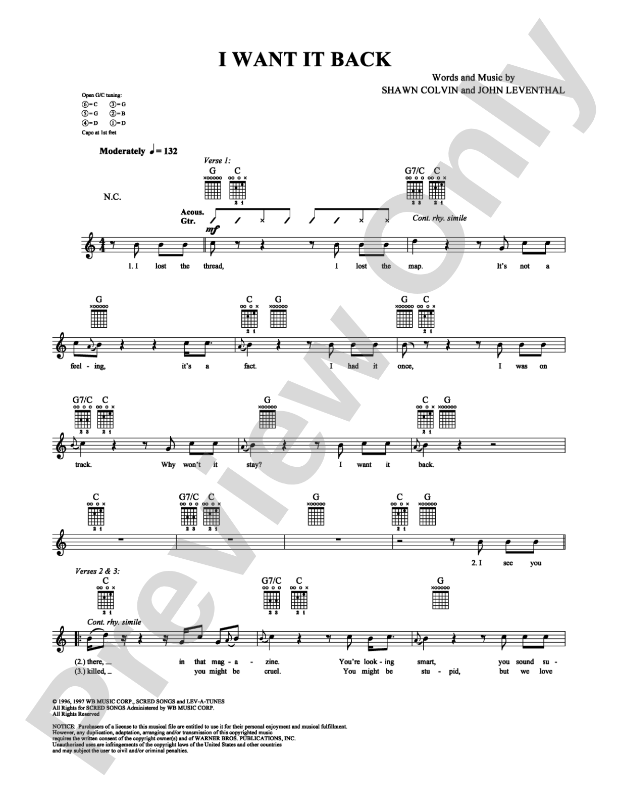 I Want It Back: Lead Sheet Digital Sheet Music
