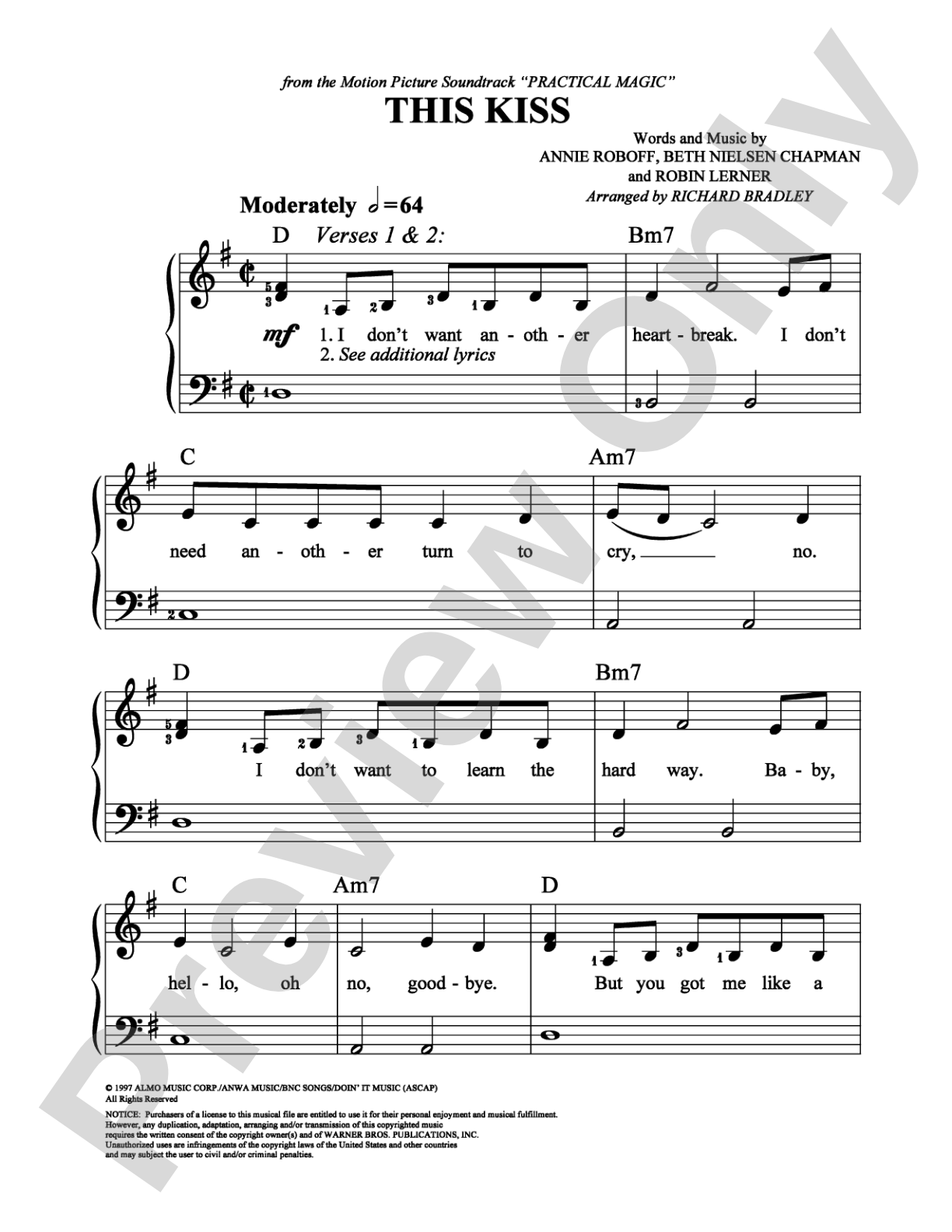 This Kiss: Easy Piano Digital Sheet Music