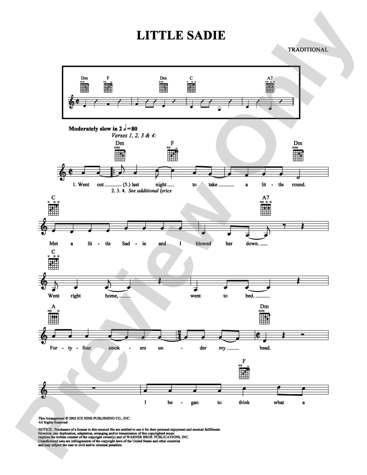Little Sadie: Easy Guitar Digital Sheet Music