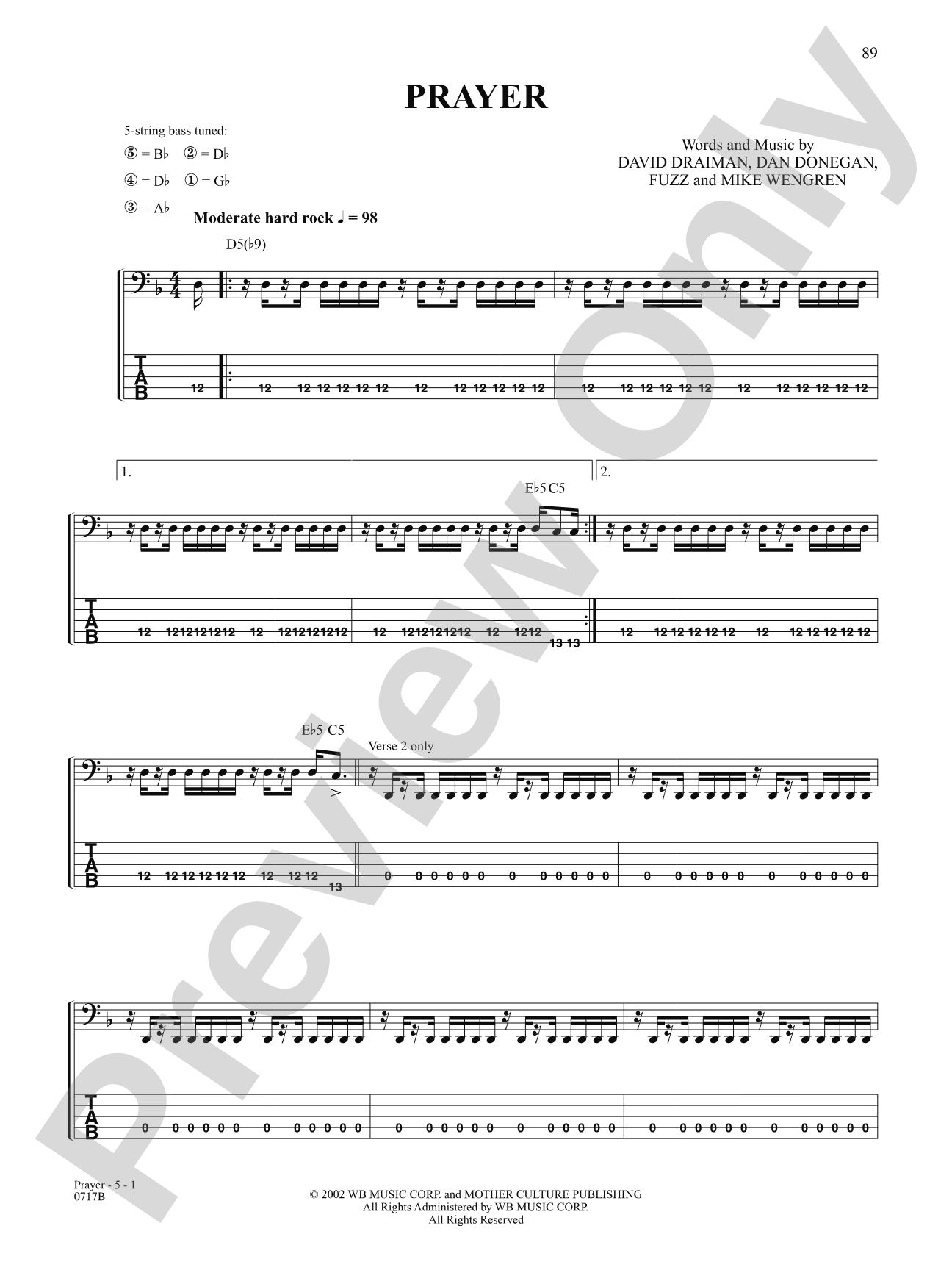 Prayer: Bass TAB