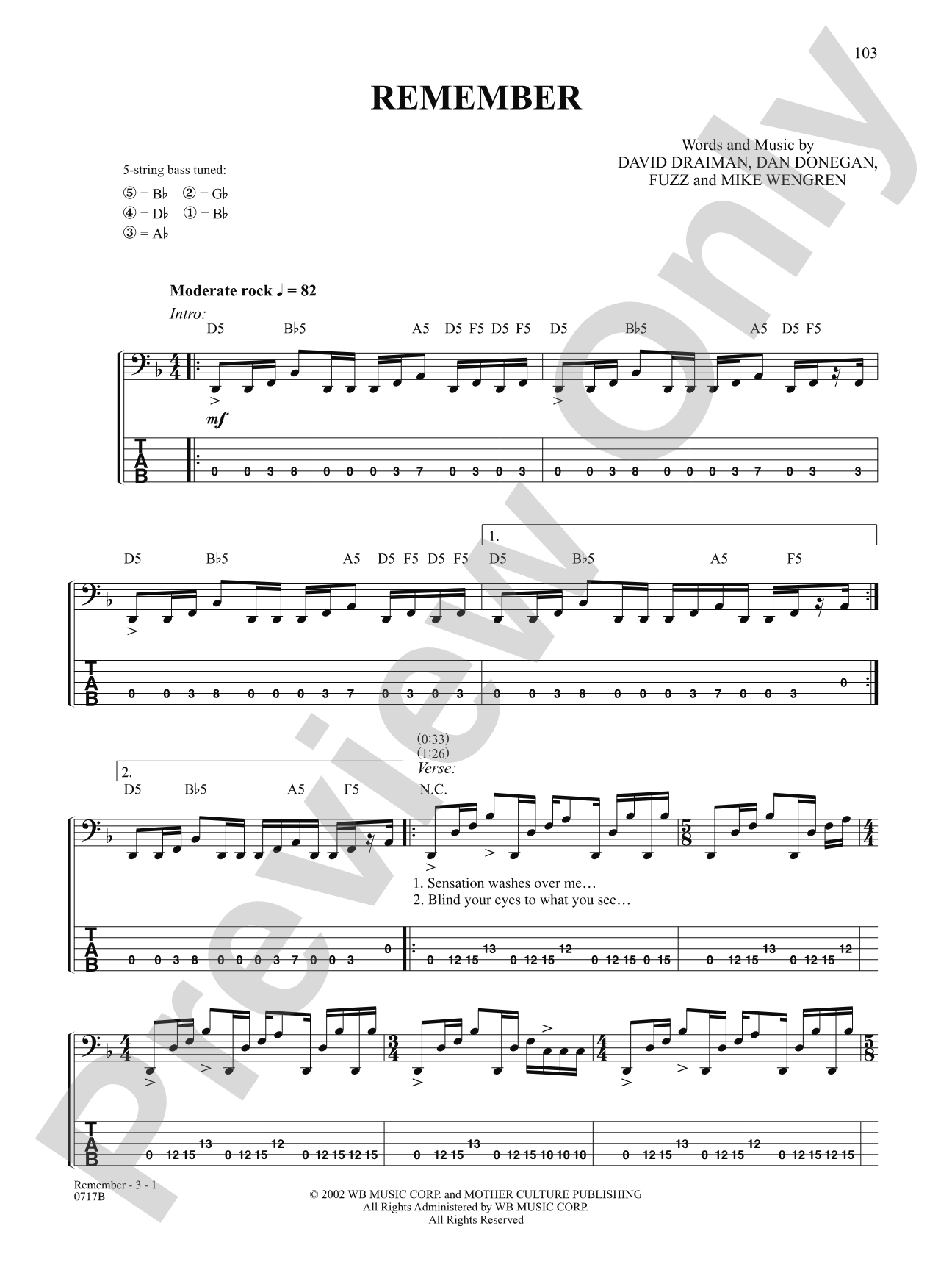 Remember: Bass TAB