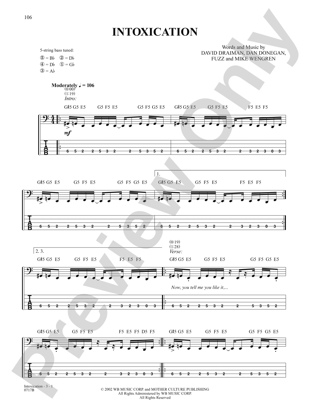Intoxication: Bass TAB