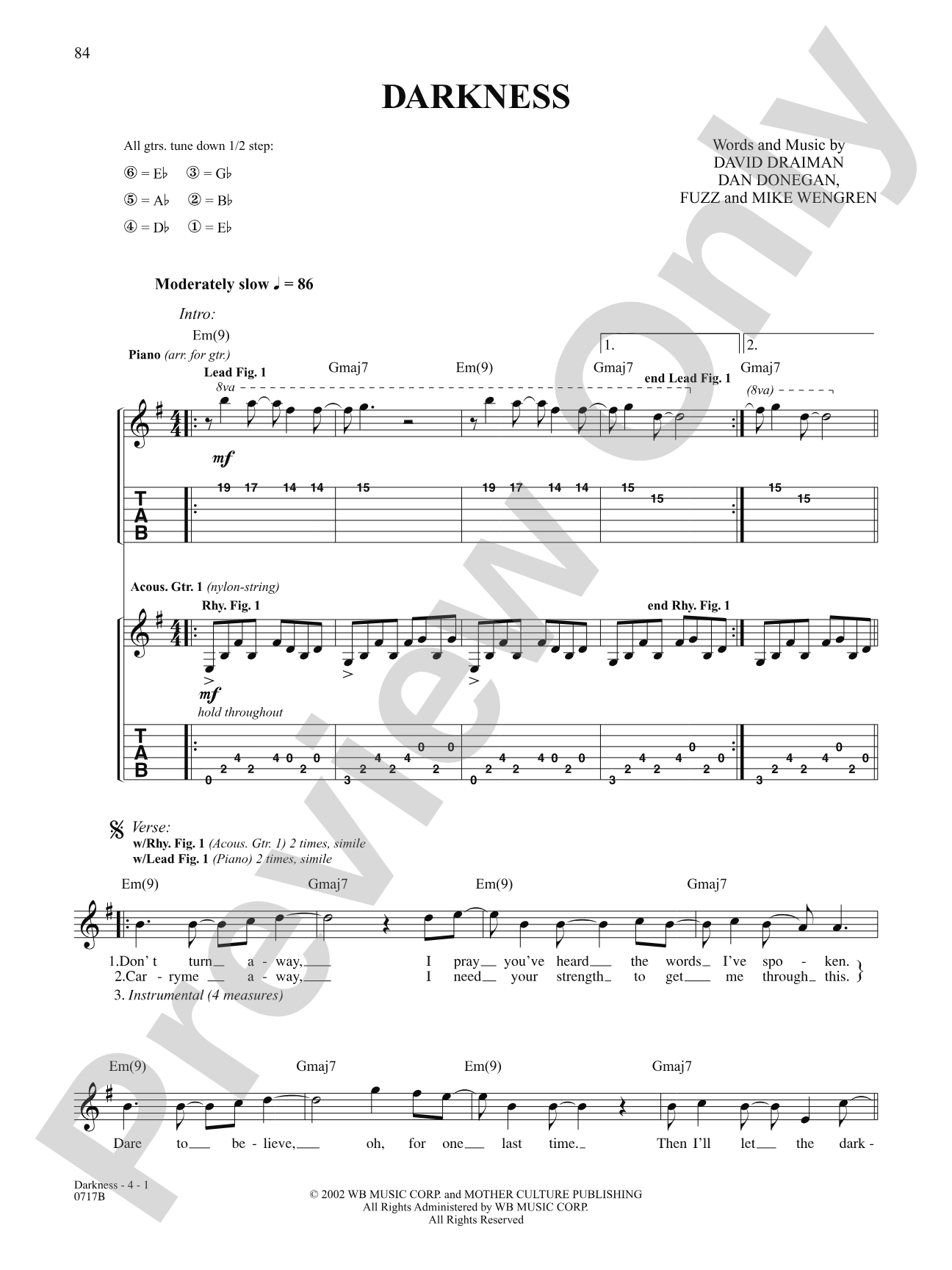 Darkness: Authentic Guitar TAB