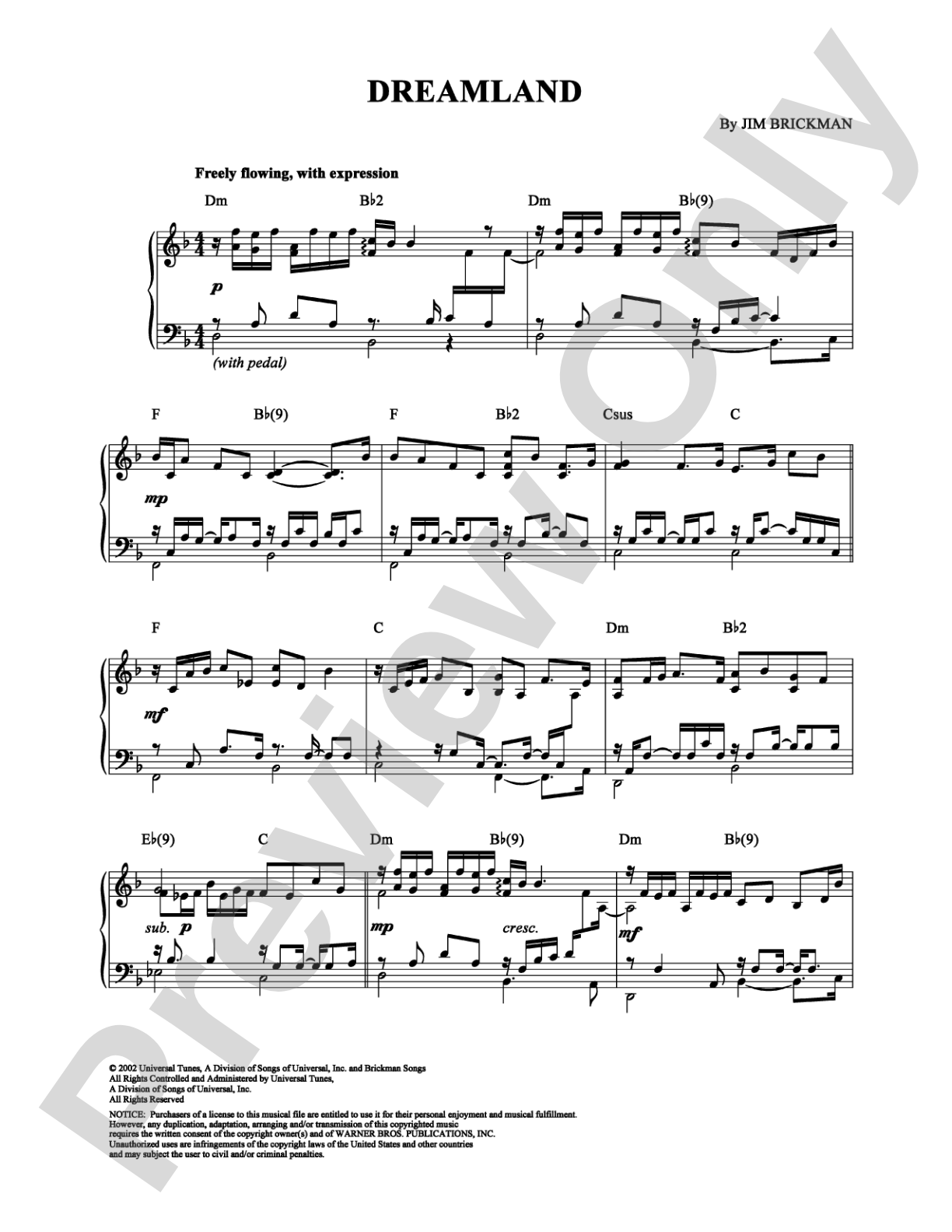 Dreamland: Piano Digital Sheet Music
