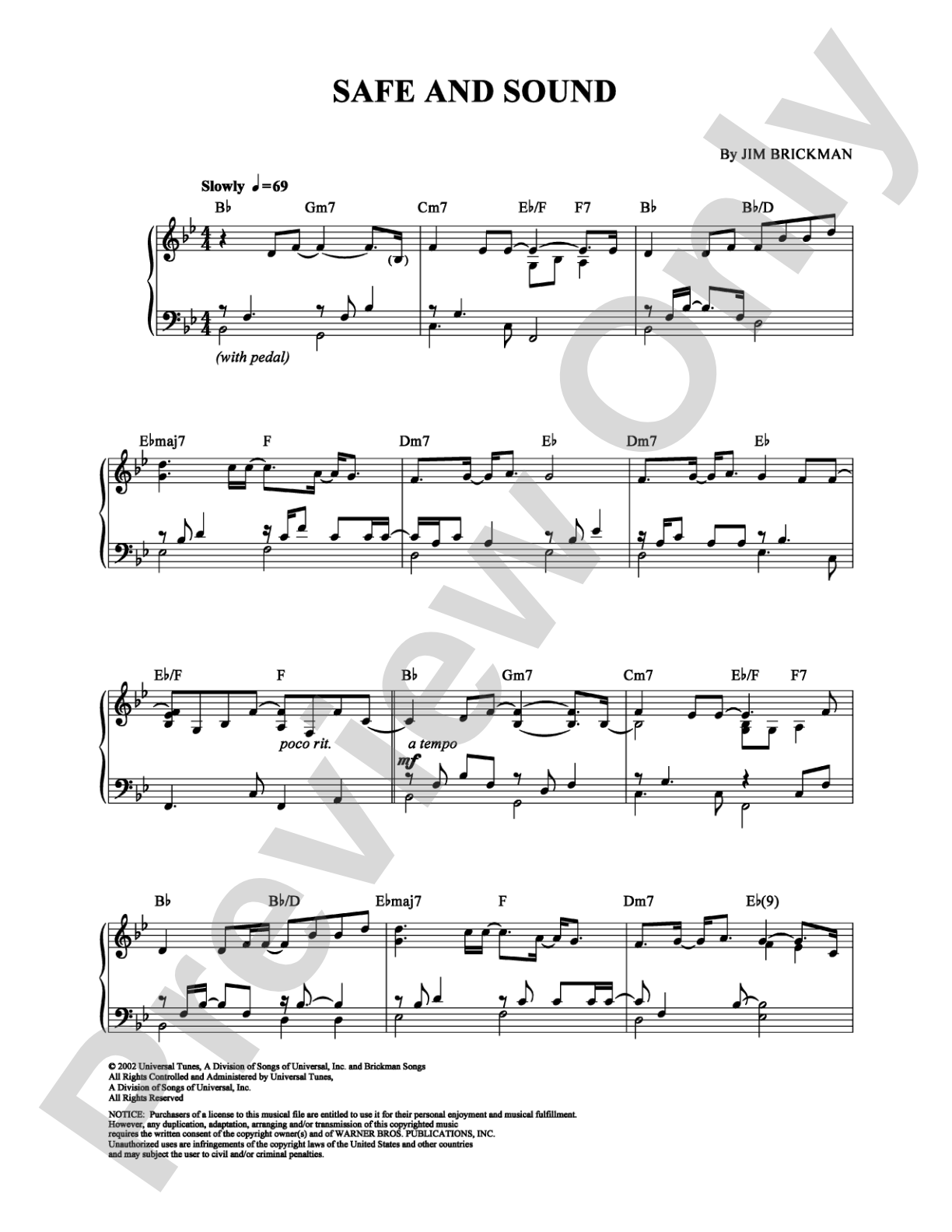 Safe and Sound: Piano Digital Sheet Music