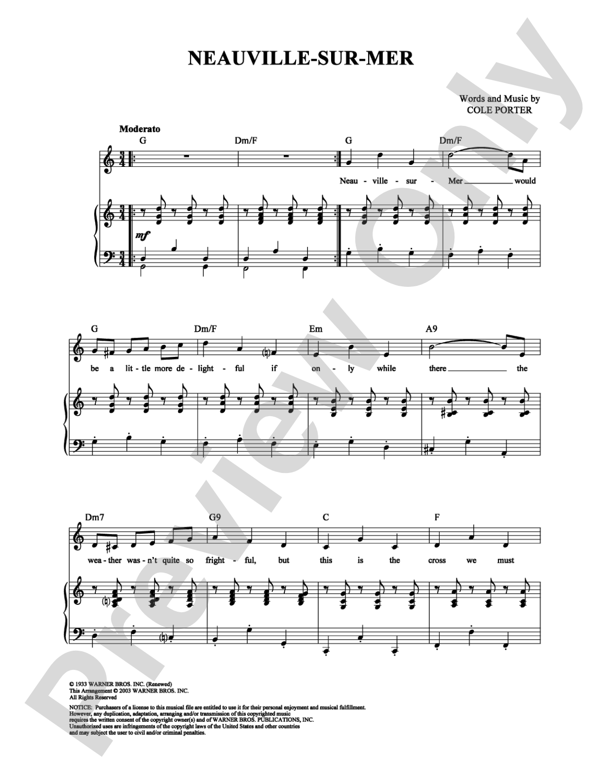 Neauville-sur-Mer: Piano/Vocal/Chords Digital Sheet Music