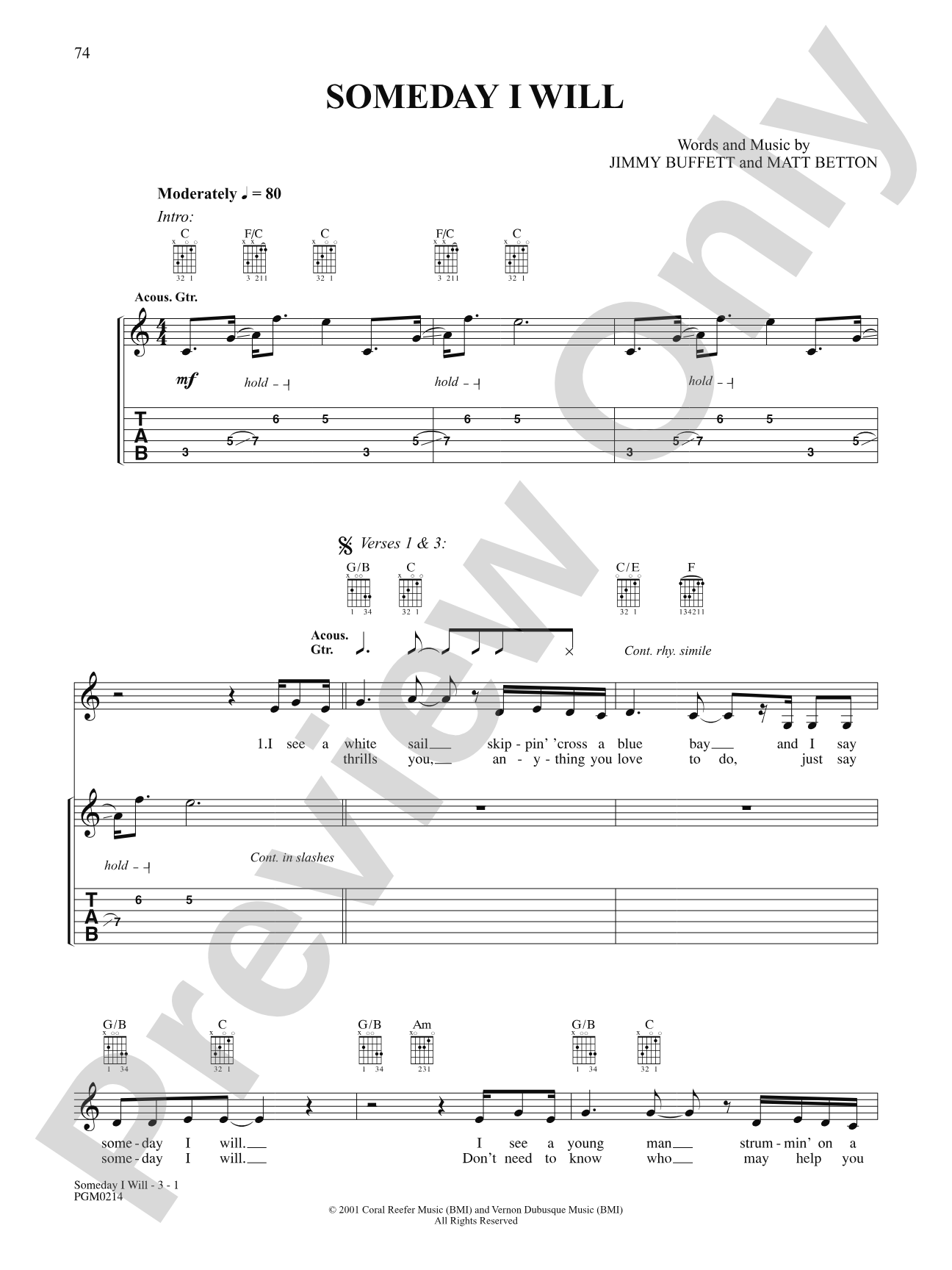 Someday I Will: Authentic Guitar TAB