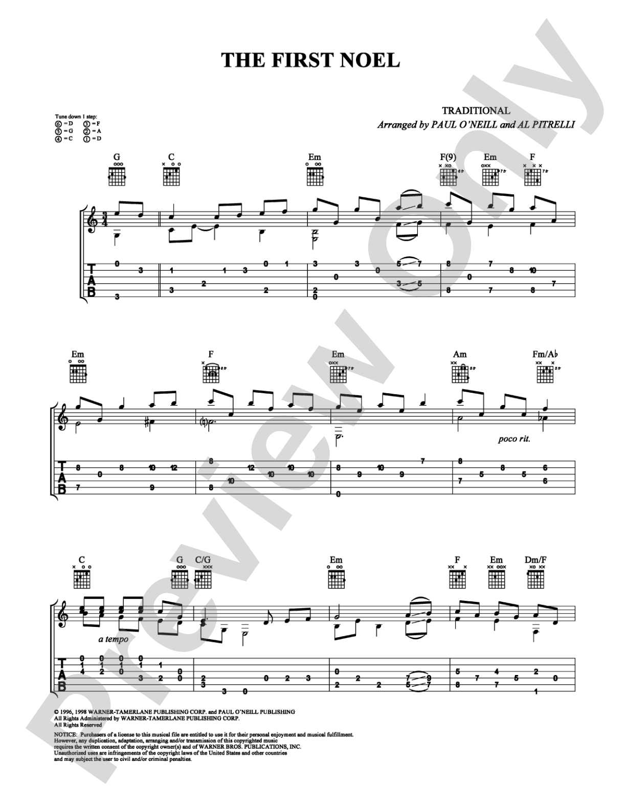The First Noel: Guitar TAB Digital Sheet Music