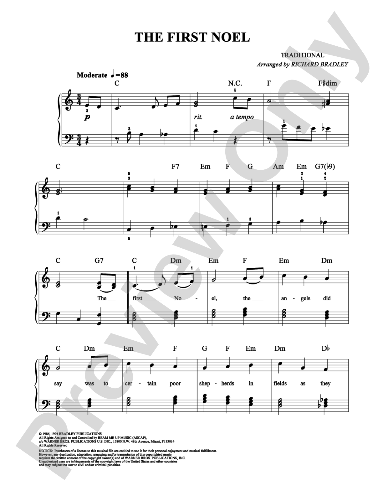 The First Noel: Easy Piano Digital Sheet Music