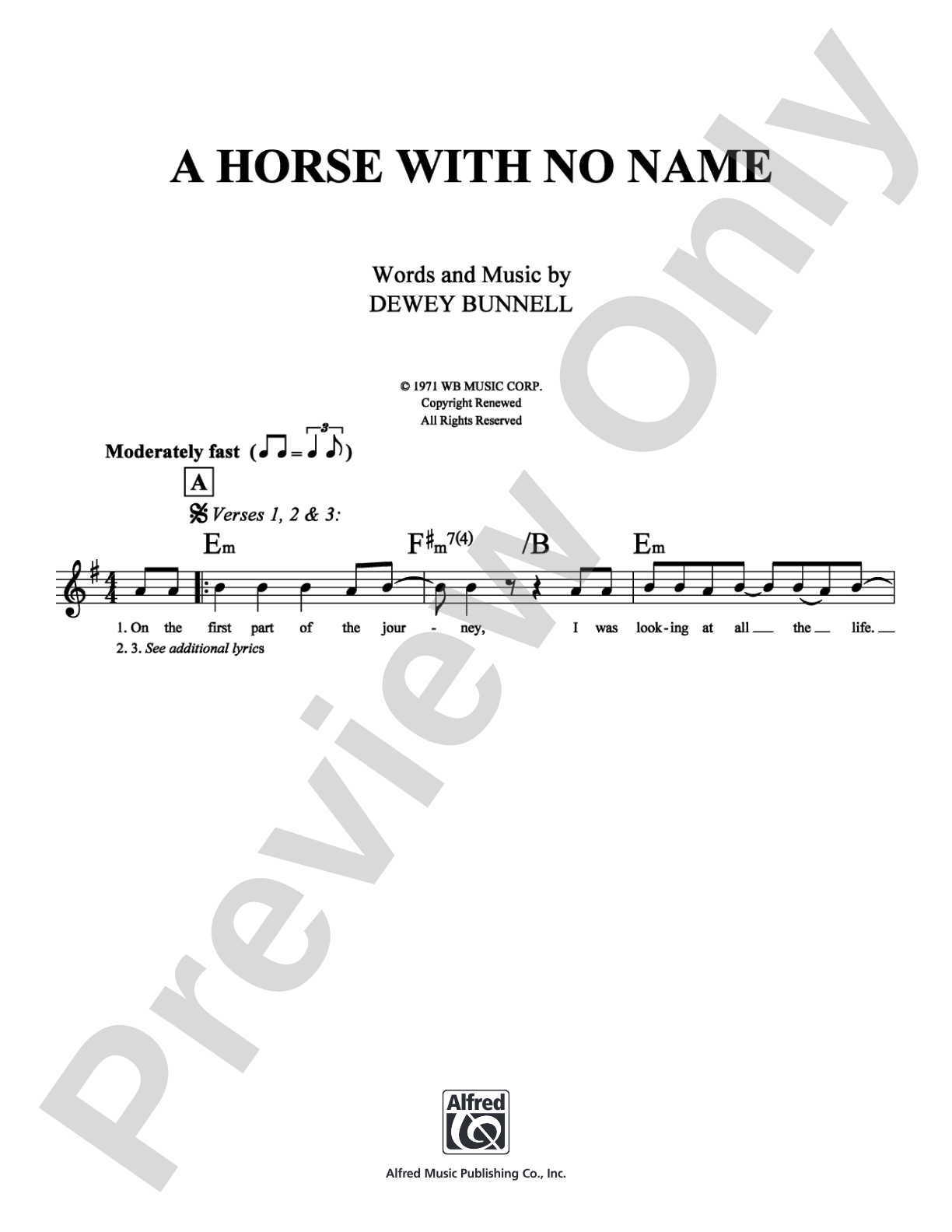 A Horse With No Name: Lead Sheet Digital Sheet Music
