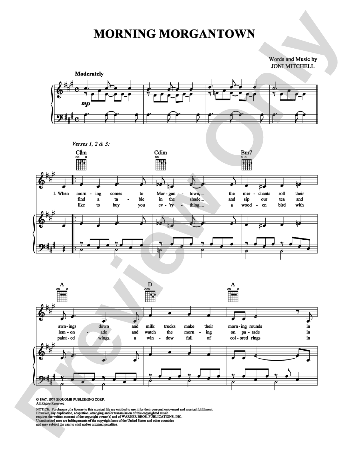 Morning Morgantown: Piano/Vocal/Chords Digital Sheet Music
