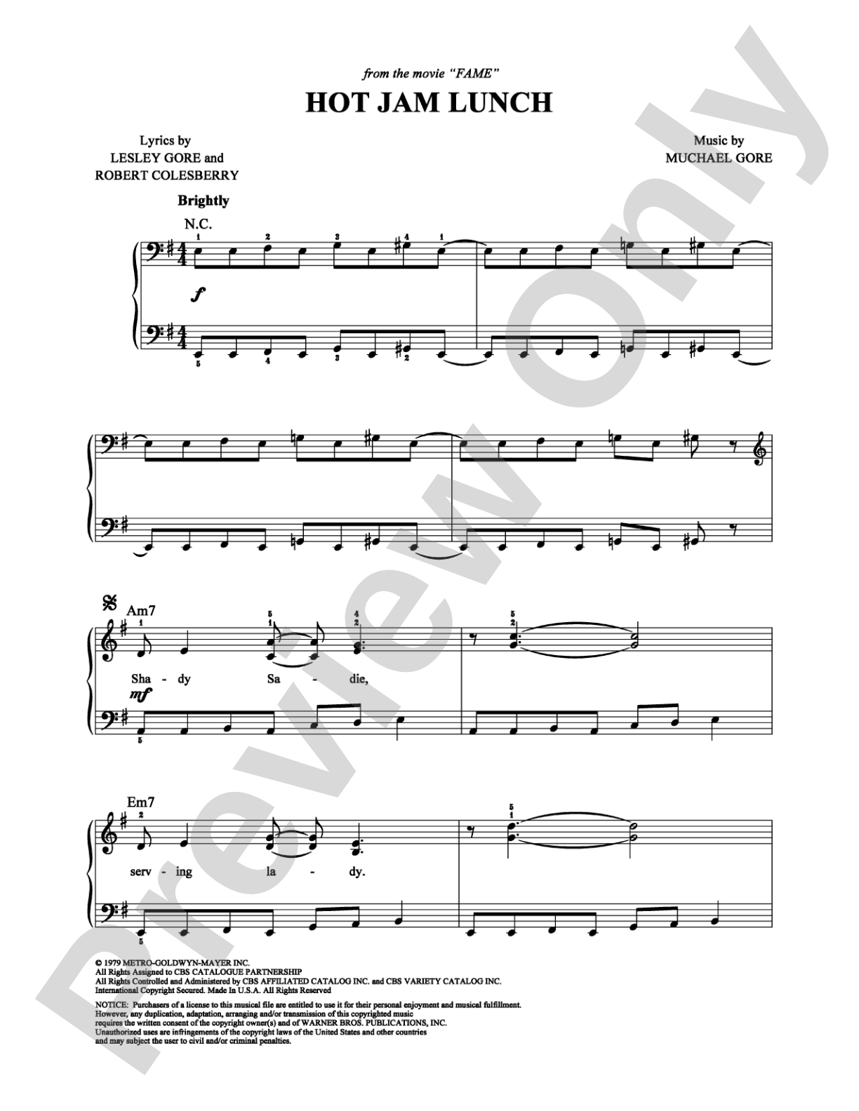 Hot Lunch Jam: Easy Piano Digital Sheet Music