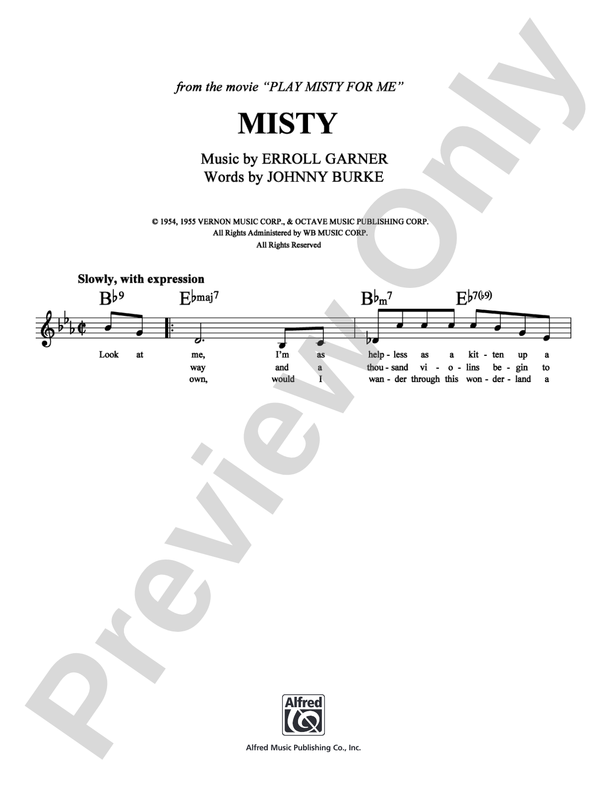 Misty: Lead Sheet Digital Sheet Music