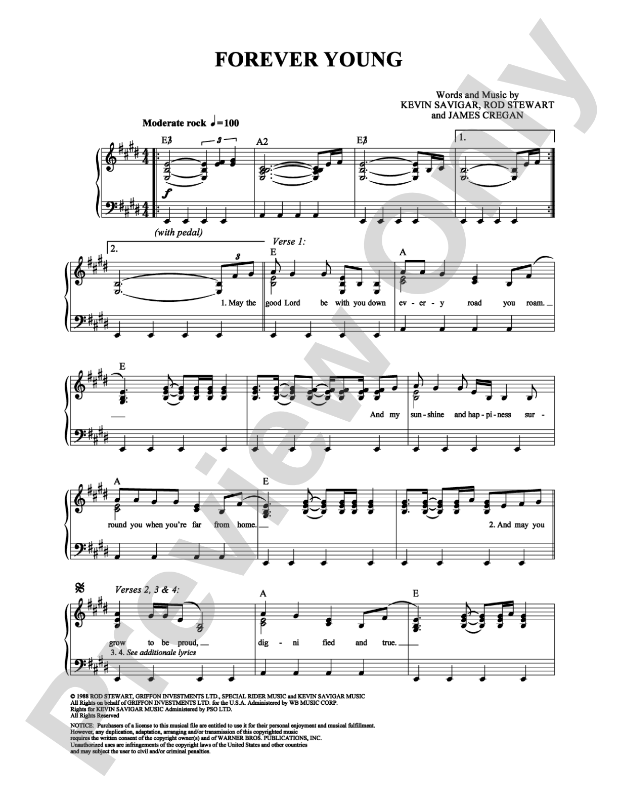 Forever Young: Piano/Vocal/Chords Digital Sheet Music