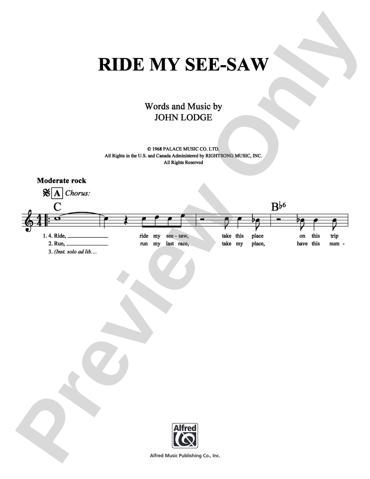 Ride My See-Saw: Lead Sheet Digital Sheet Music