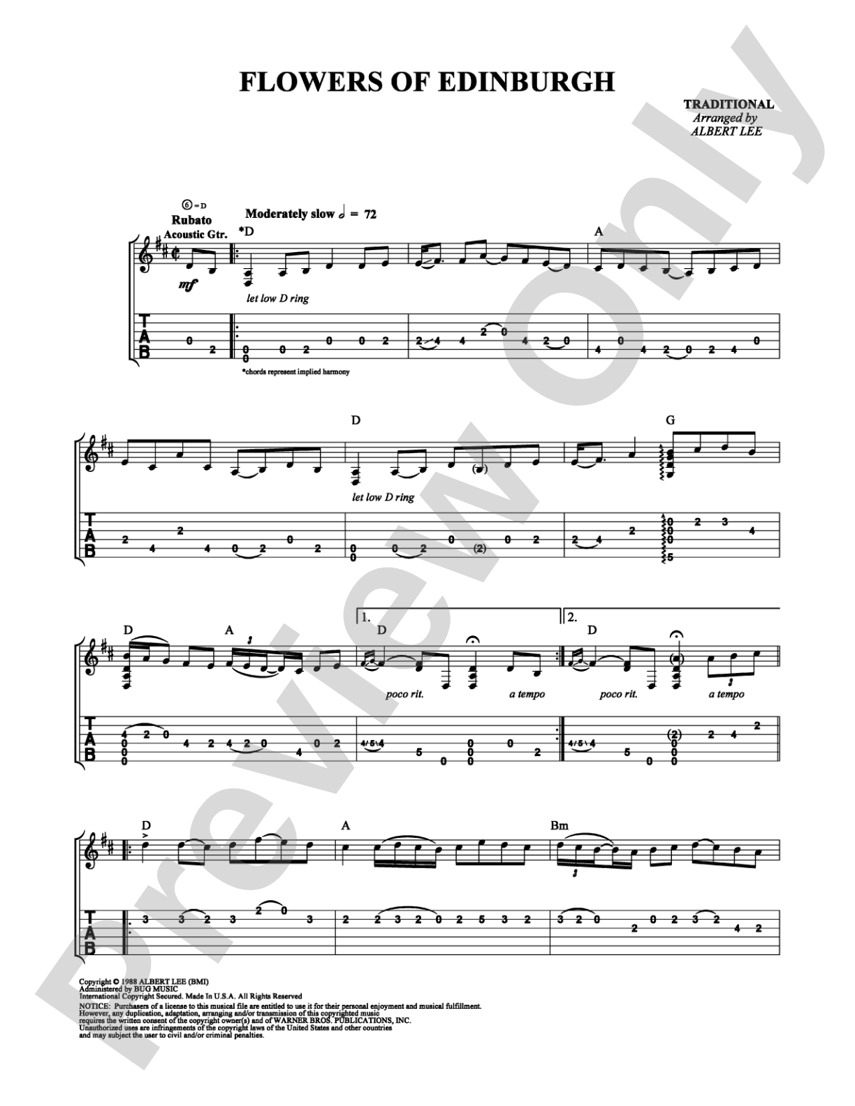 Flowers of Edinburgh: Guitar TAB Digital Sheet Music