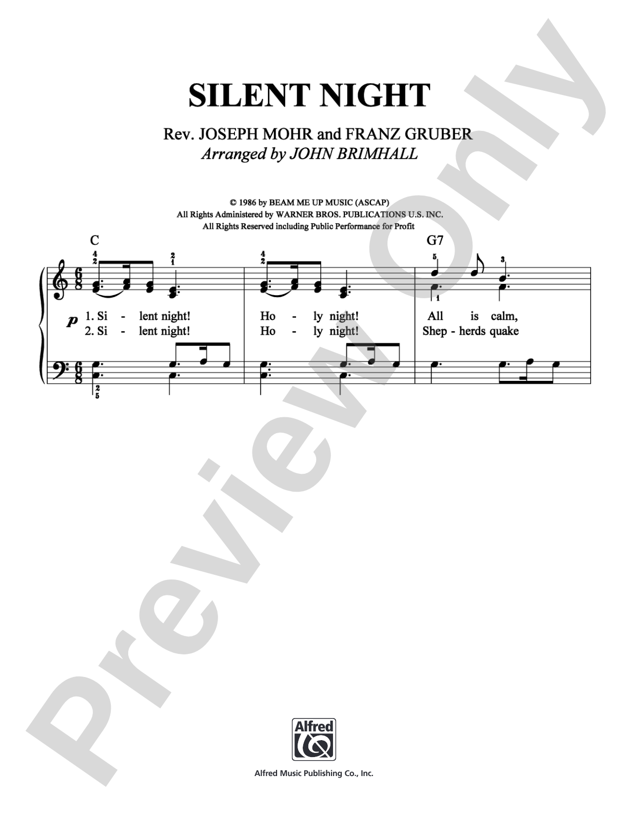 Silent Night: Easy Piano Digital Sheet Music