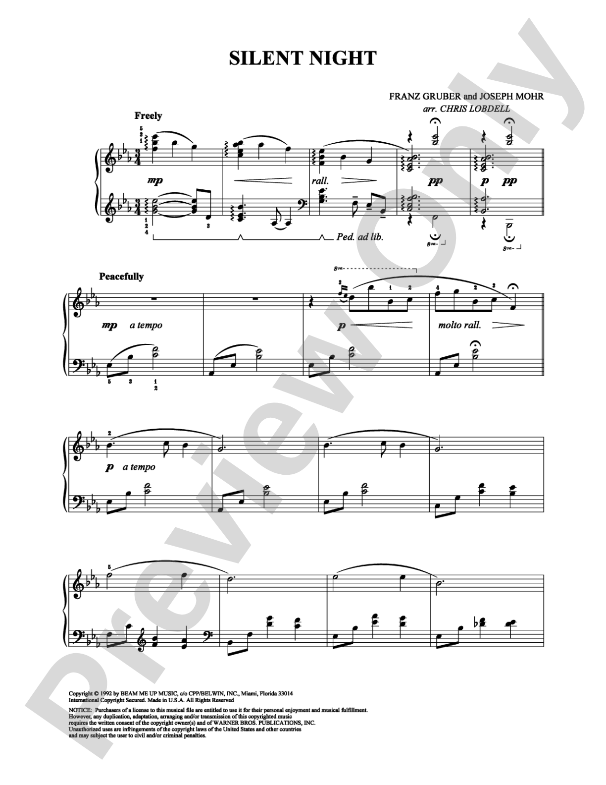 Silent Night: Piano Digital Sheet Music