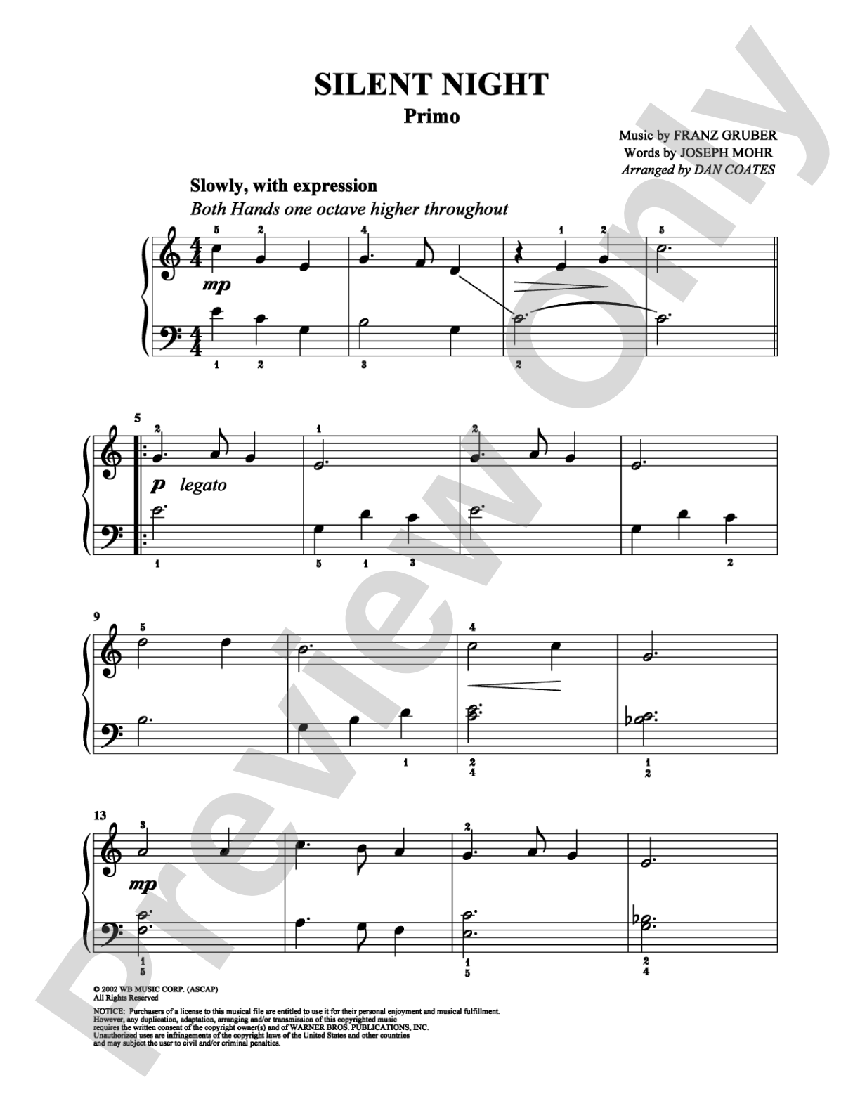 Silent Night: Piano Duets & Four Hands Digital Sheet Music