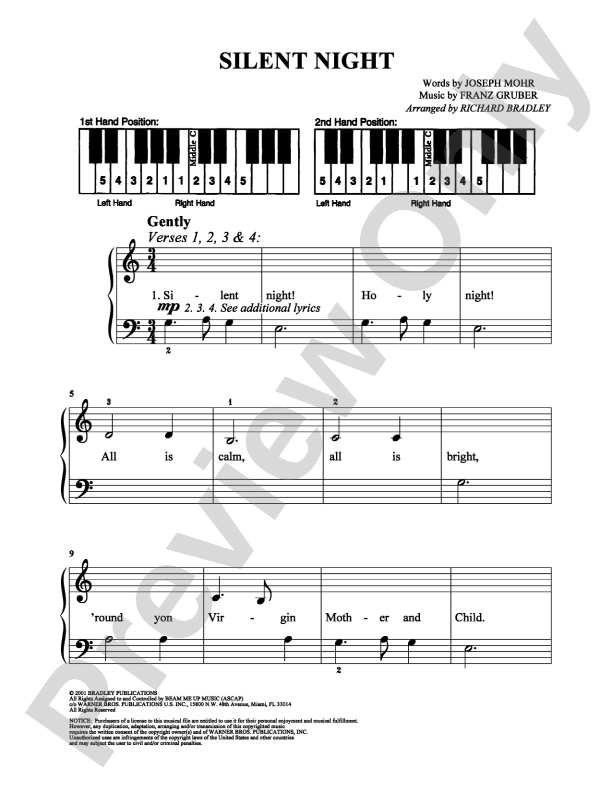 Silent Night: Easy Piano Digital Sheet Music
