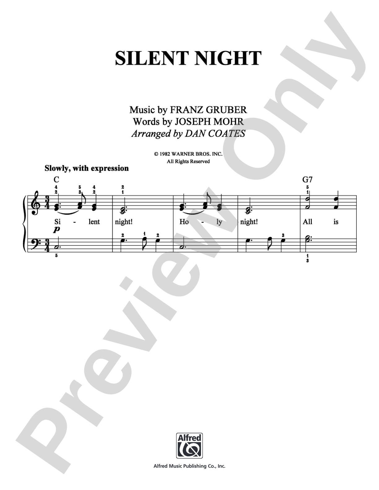 Silent Night: Easy Piano Digital Sheet Music