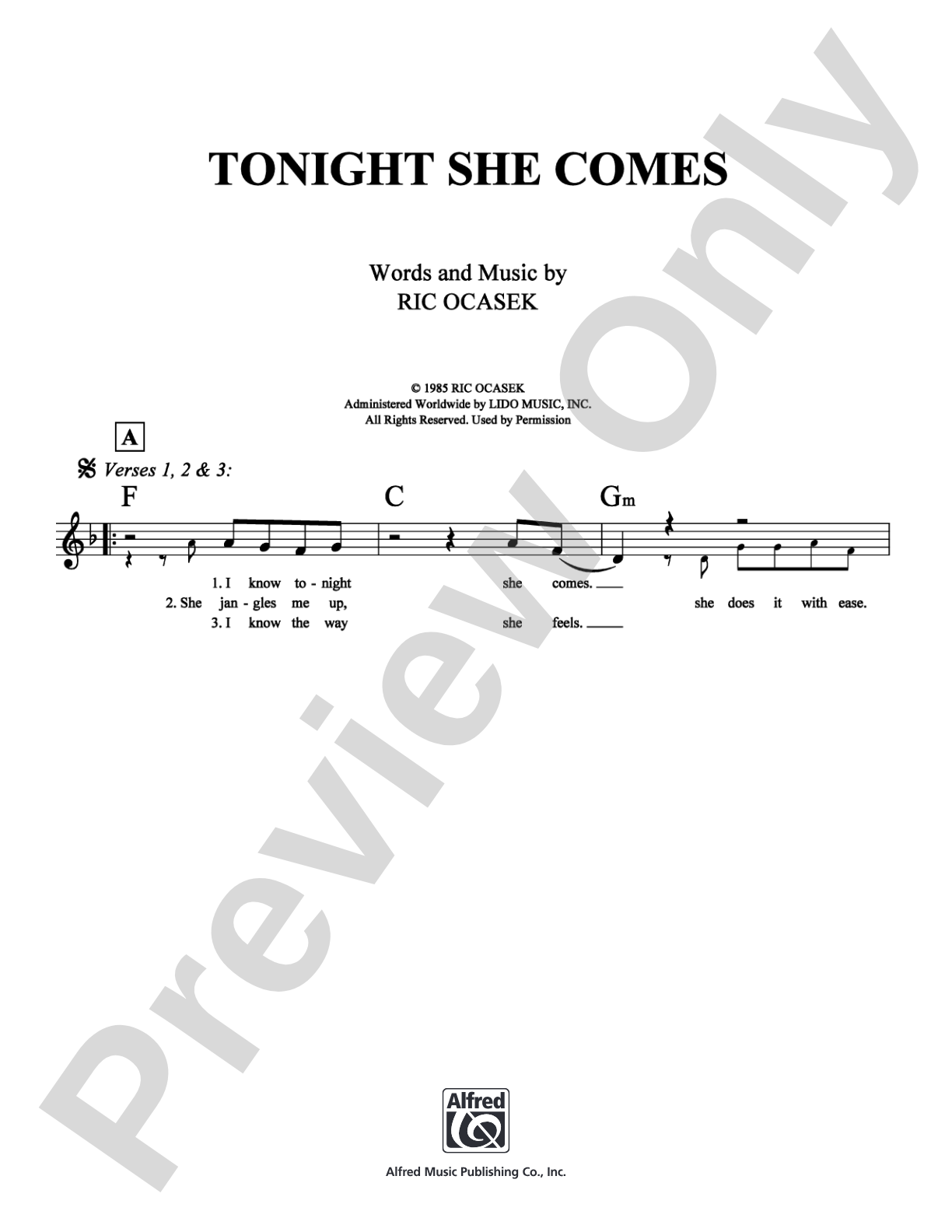Tonight She Comes: Lead Sheet Digital Sheet Music