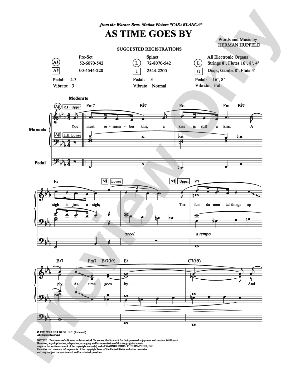 As Time Goes By: Organ Digital Sheet Music