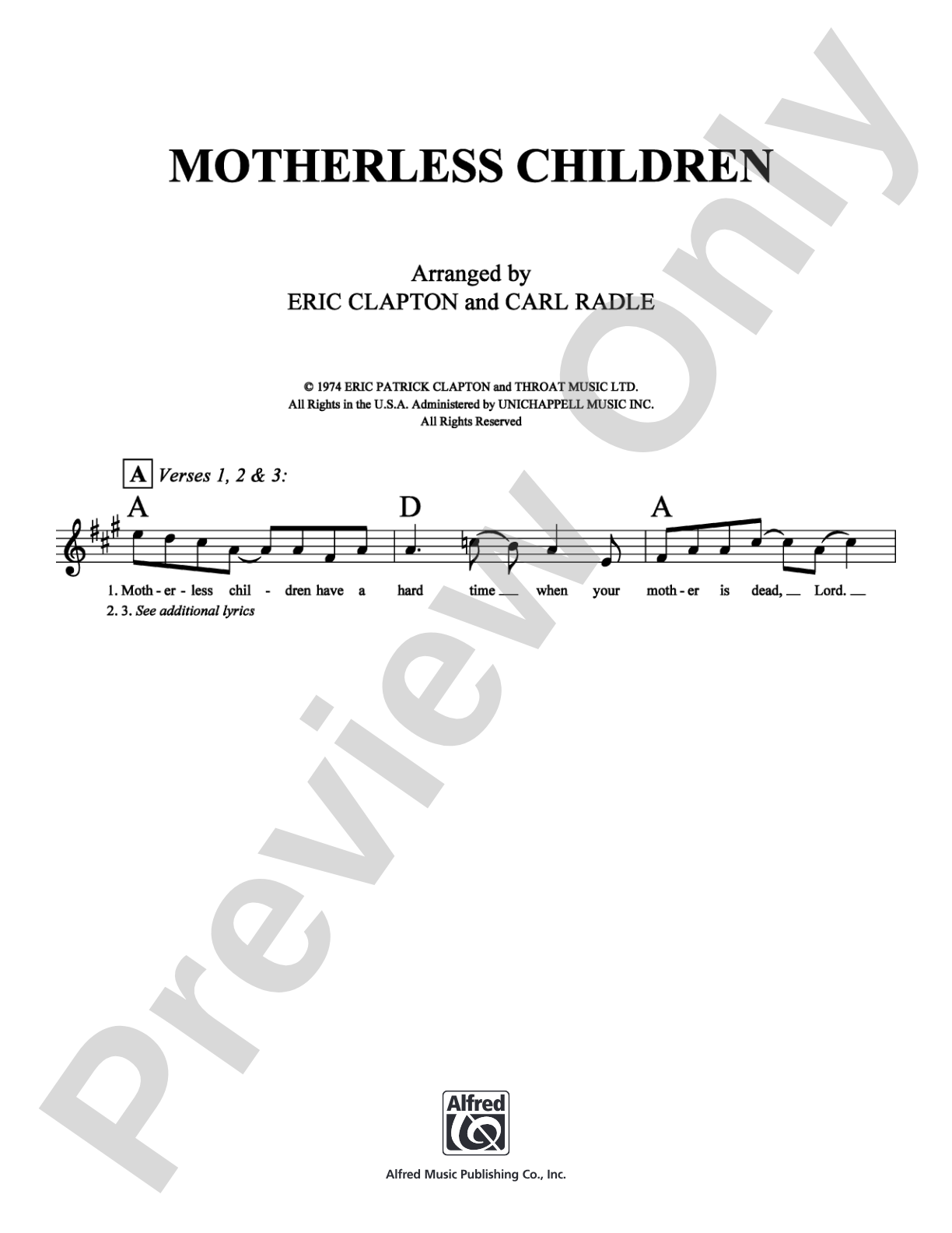Motherless Children: Lead Sheet Digital Sheet Music