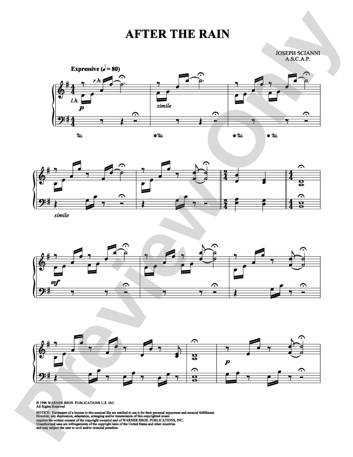 After the Rain: Piano Digital Sheet Music