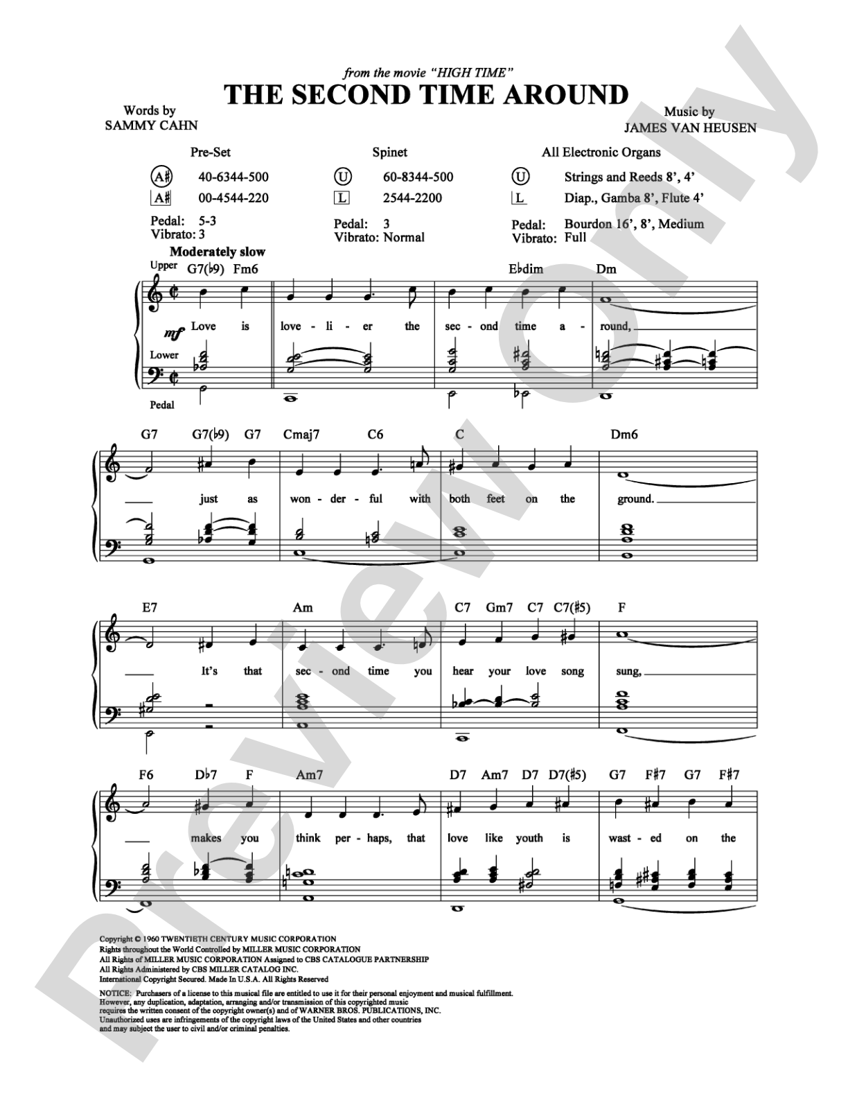The Second Time Around: Organ Digital Sheet Music