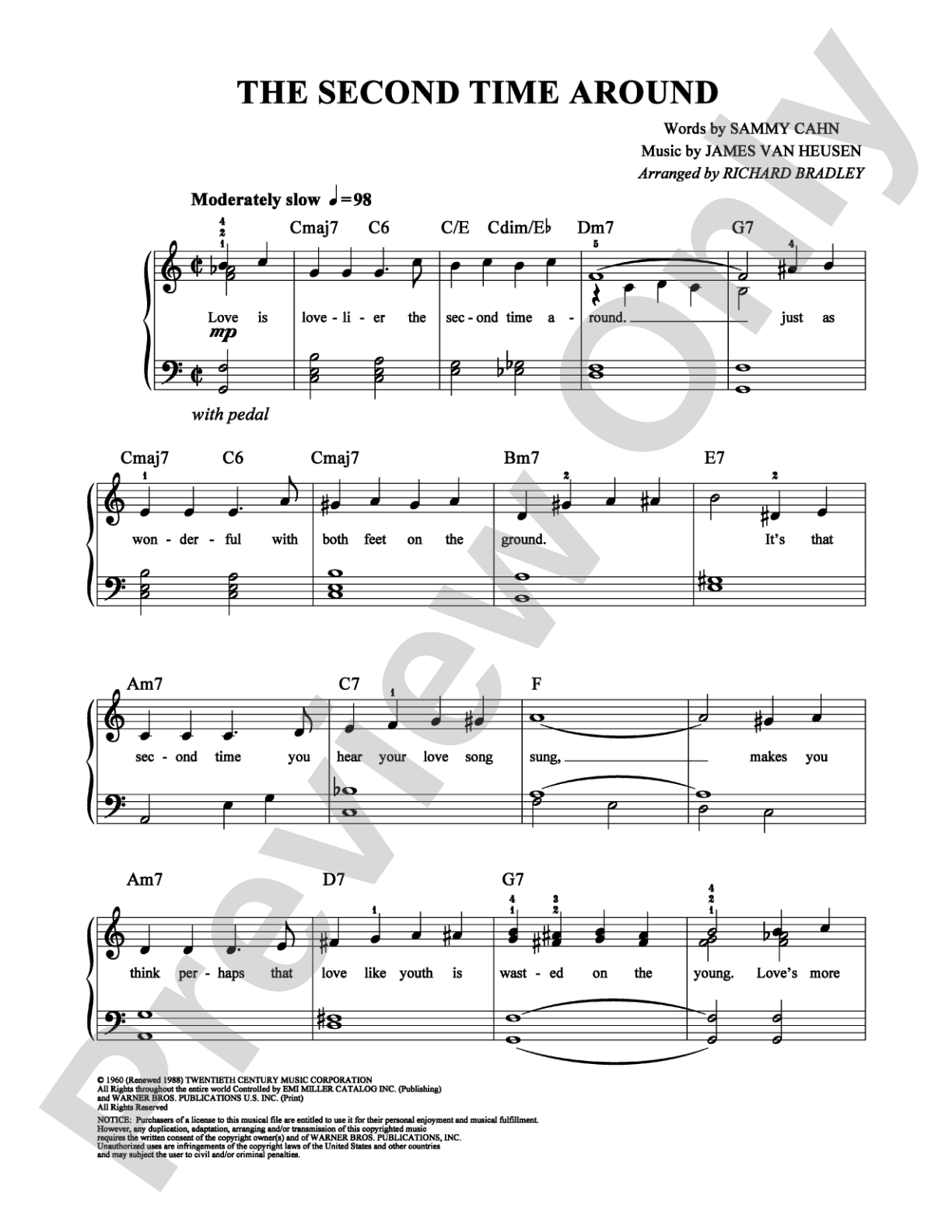 The Second Time Around: Easy Piano Digital Sheet Music