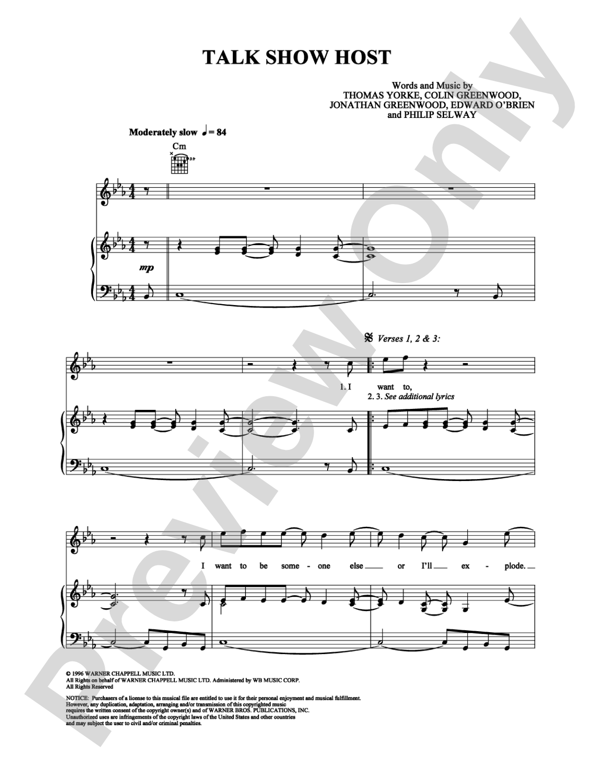 Talk Show Host: Piano/Vocal/Chords Digital Sheet Music