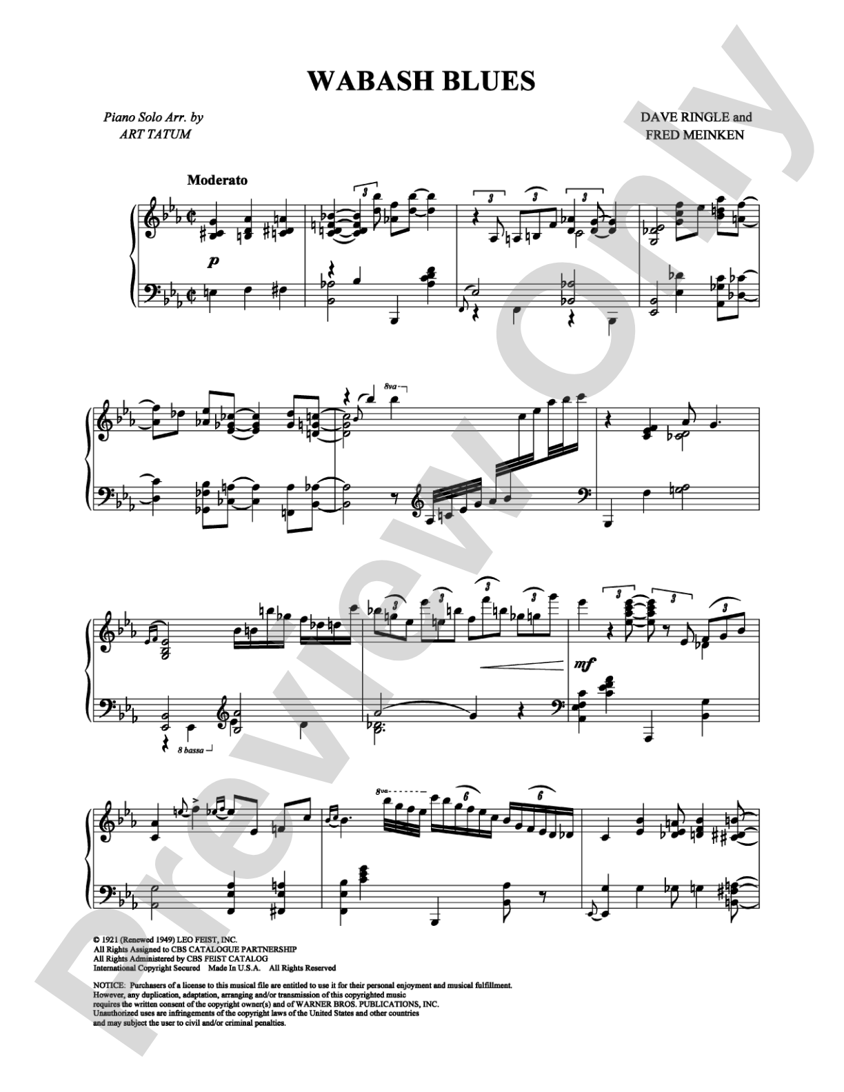 Wabash Blues: Piano Digital Sheet Music