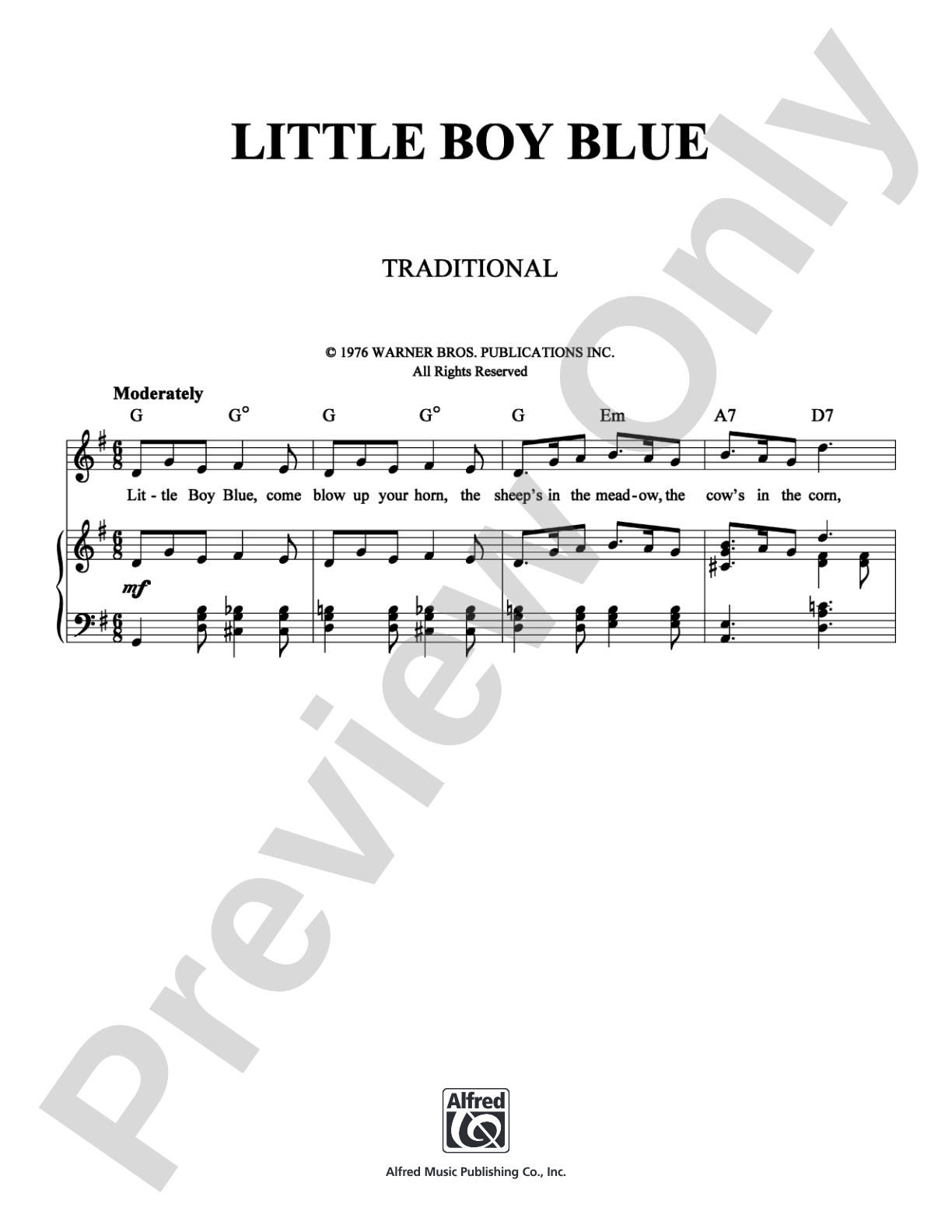 Little Boy Blue: Piano/Vocal/Chords Digital Sheet Music