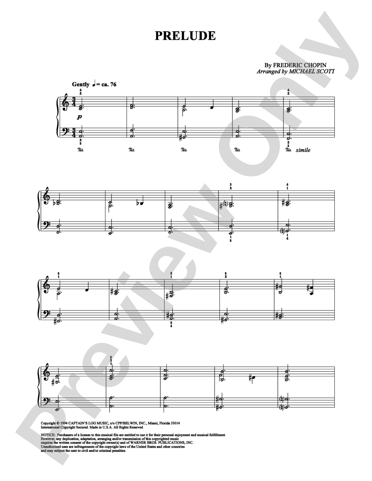 Prelude: Easy Piano Digital Sheet Music