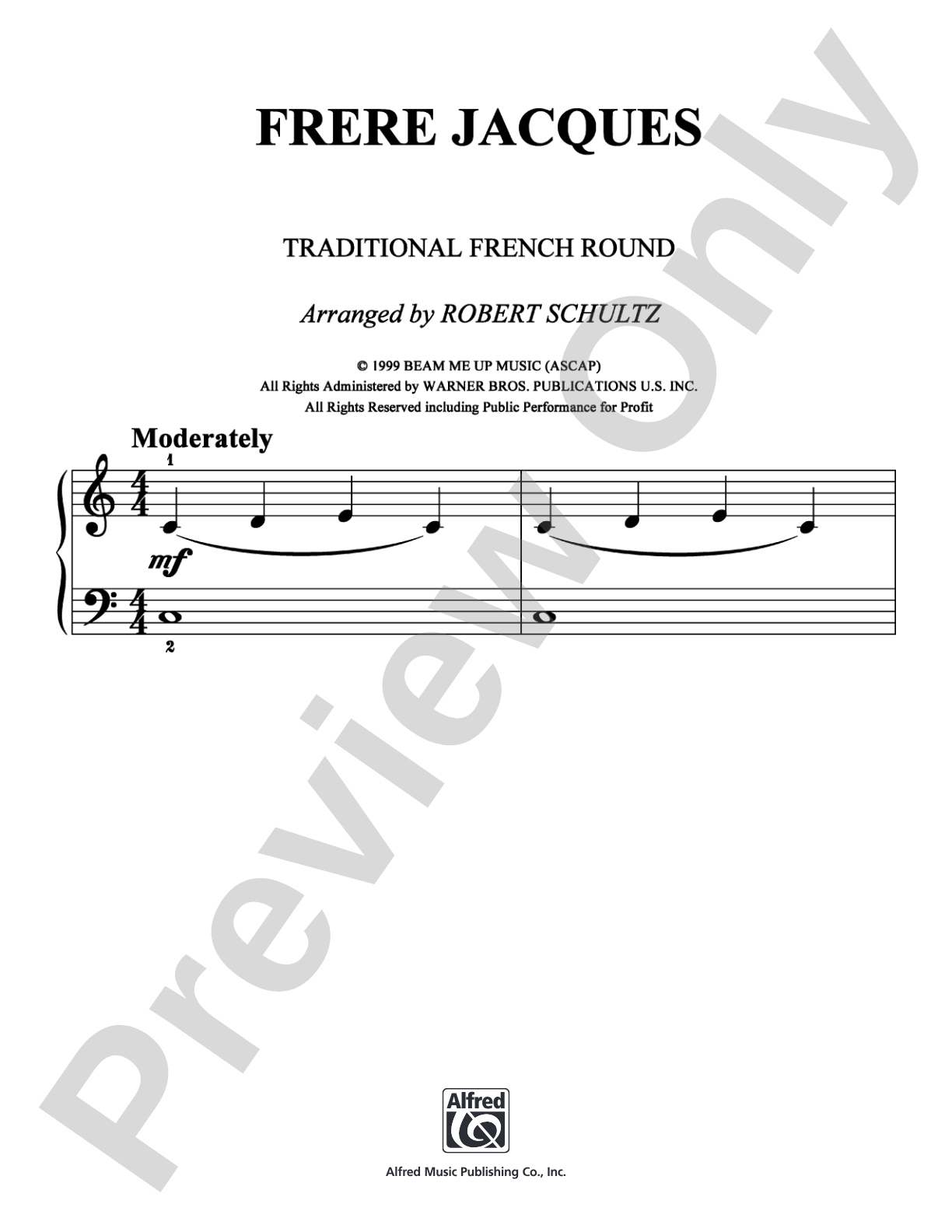 Frere Jacques: Easy Piano Digital Sheet Music