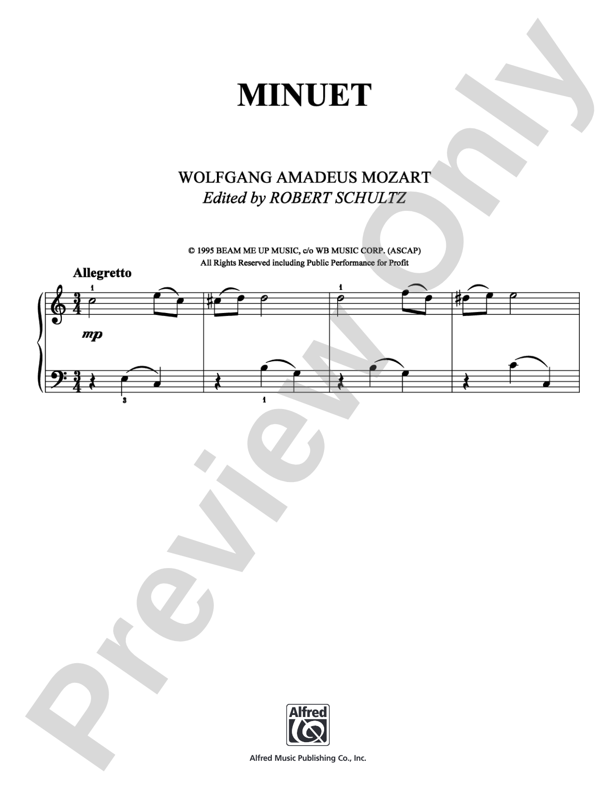 Minuet: Easy Piano Digital Sheet Music