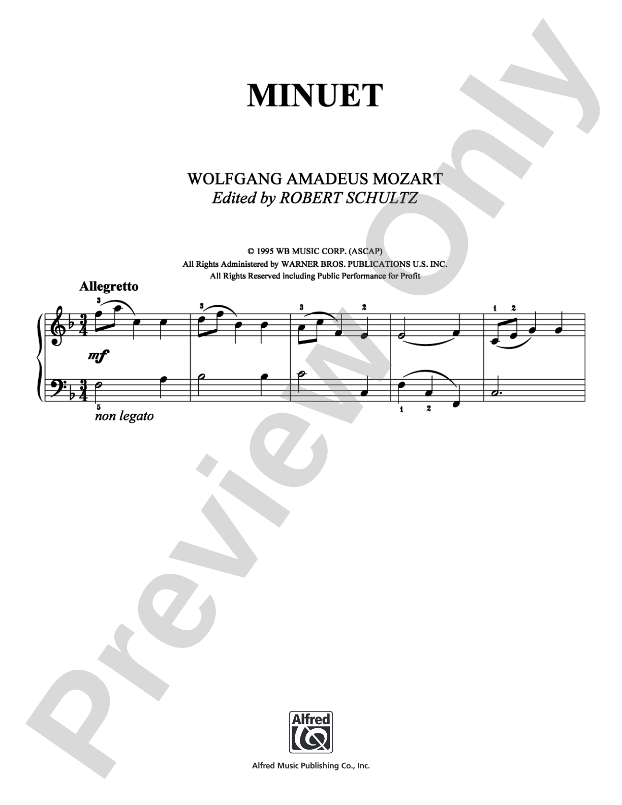 Minuet: Easy Piano Digital Sheet Music