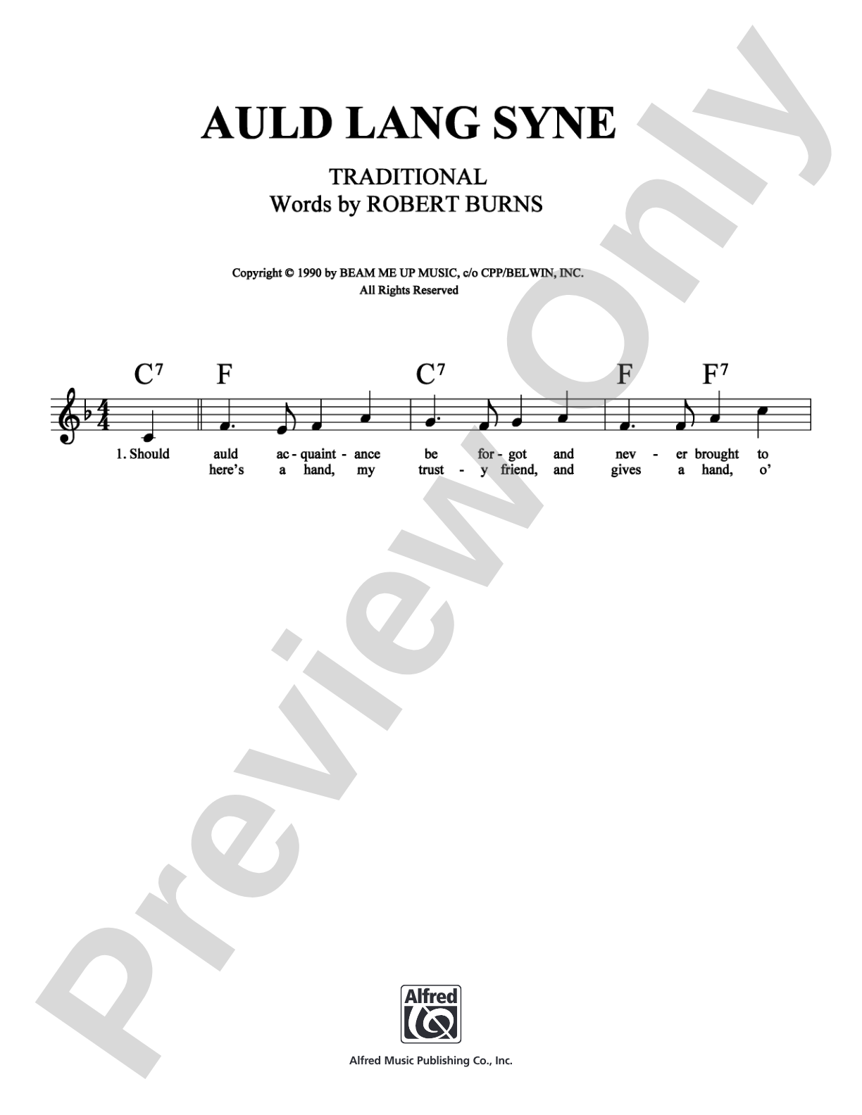 Auld Lang Syne: Lead Sheet Digital Sheet Music