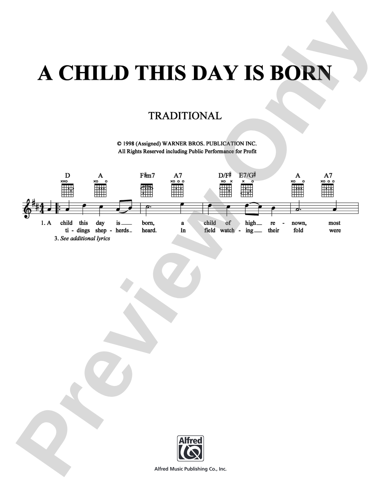 A Child This Day Is Born: Lead Sheet Digital Sheet Music