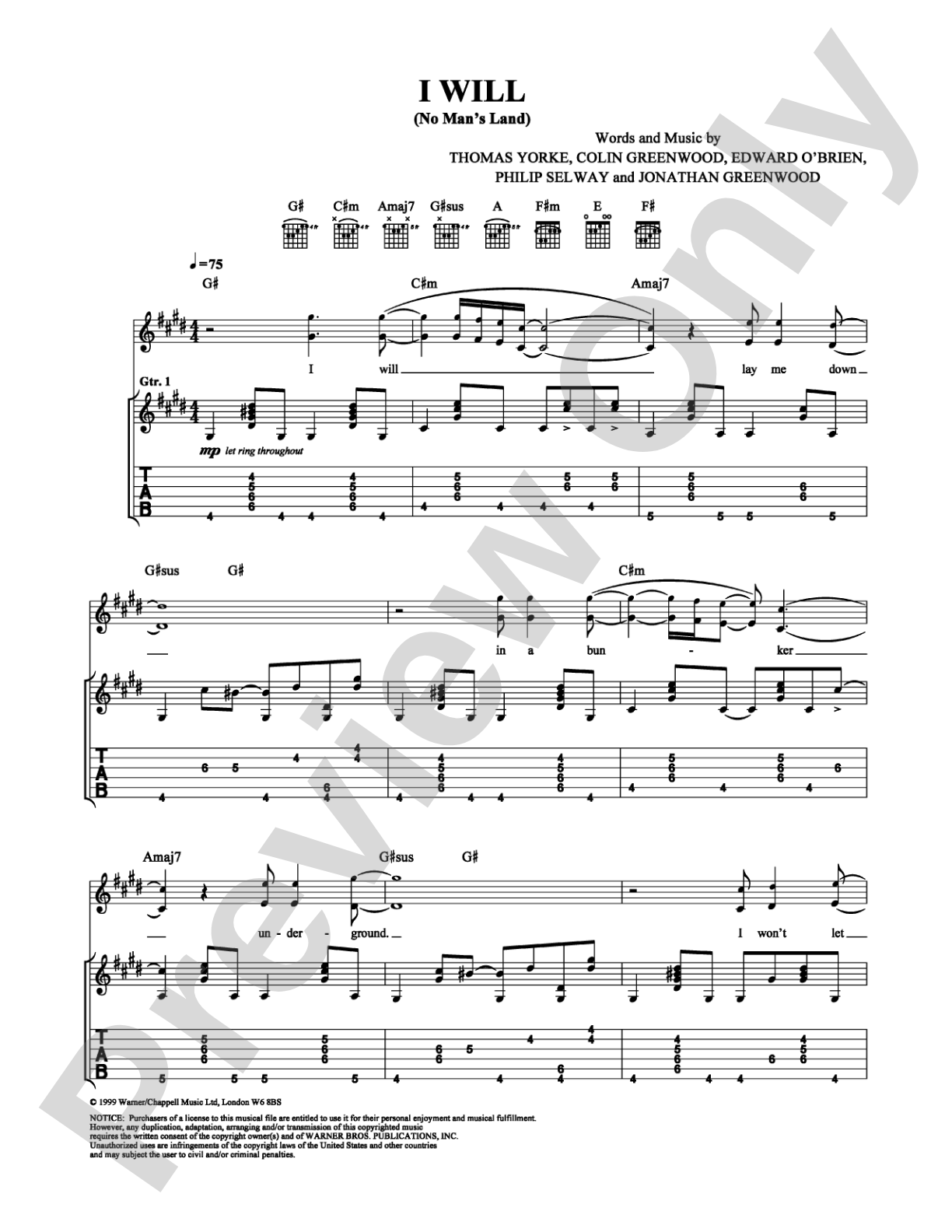 I Will: Guitar TAB Digital Sheet Music