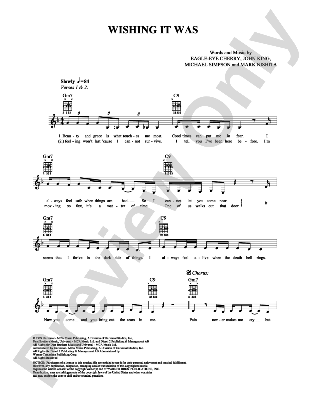 Wishing it Was: Easy Guitar Digital Sheet Music
