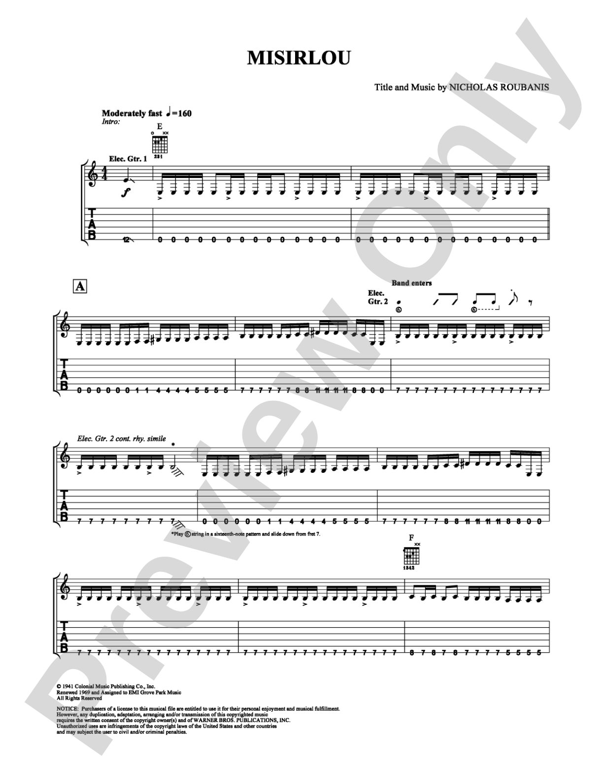 Misirlou: Guitar TAB Digital Sheet Music
